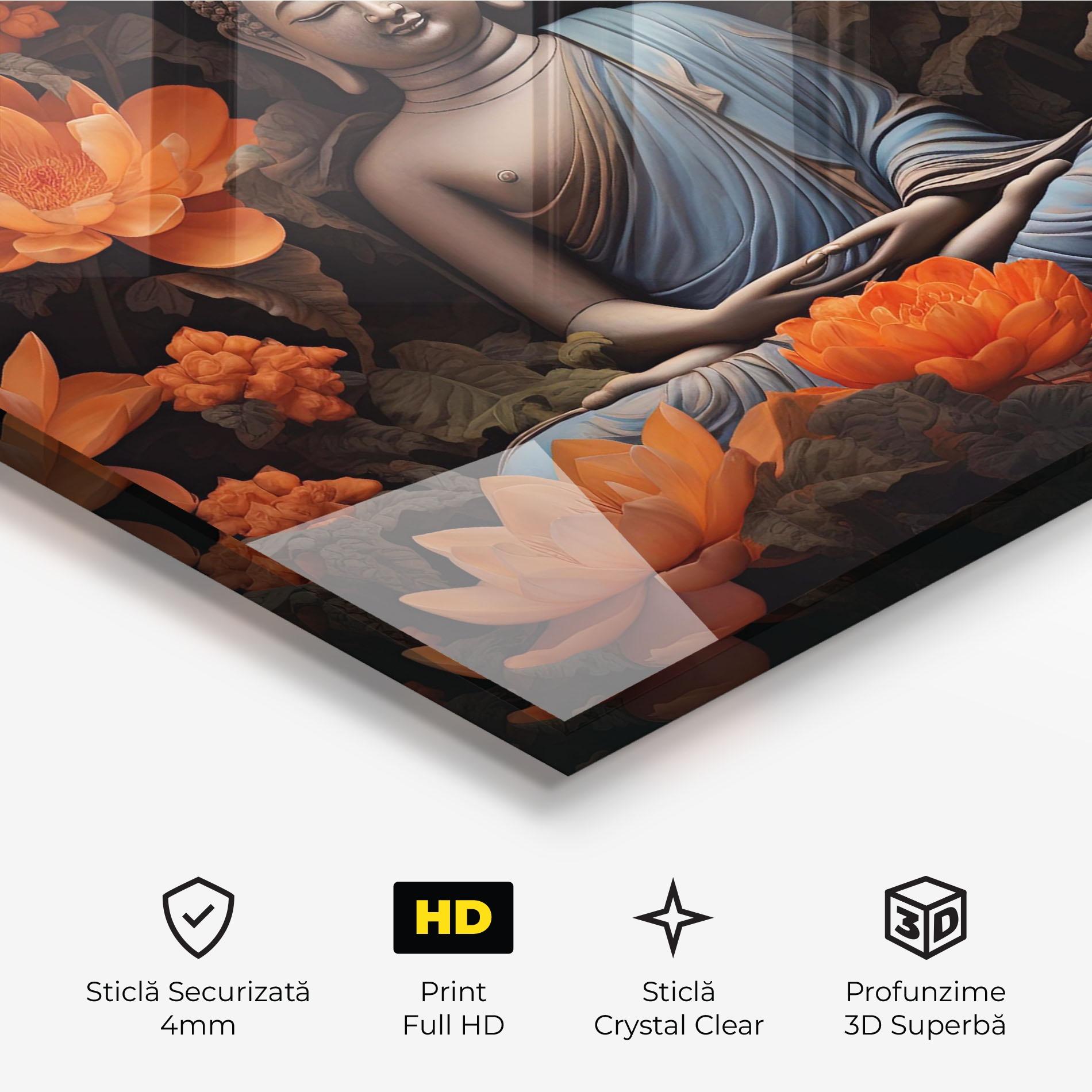 Tablou Sticla Big Flower Buddha mockup 3