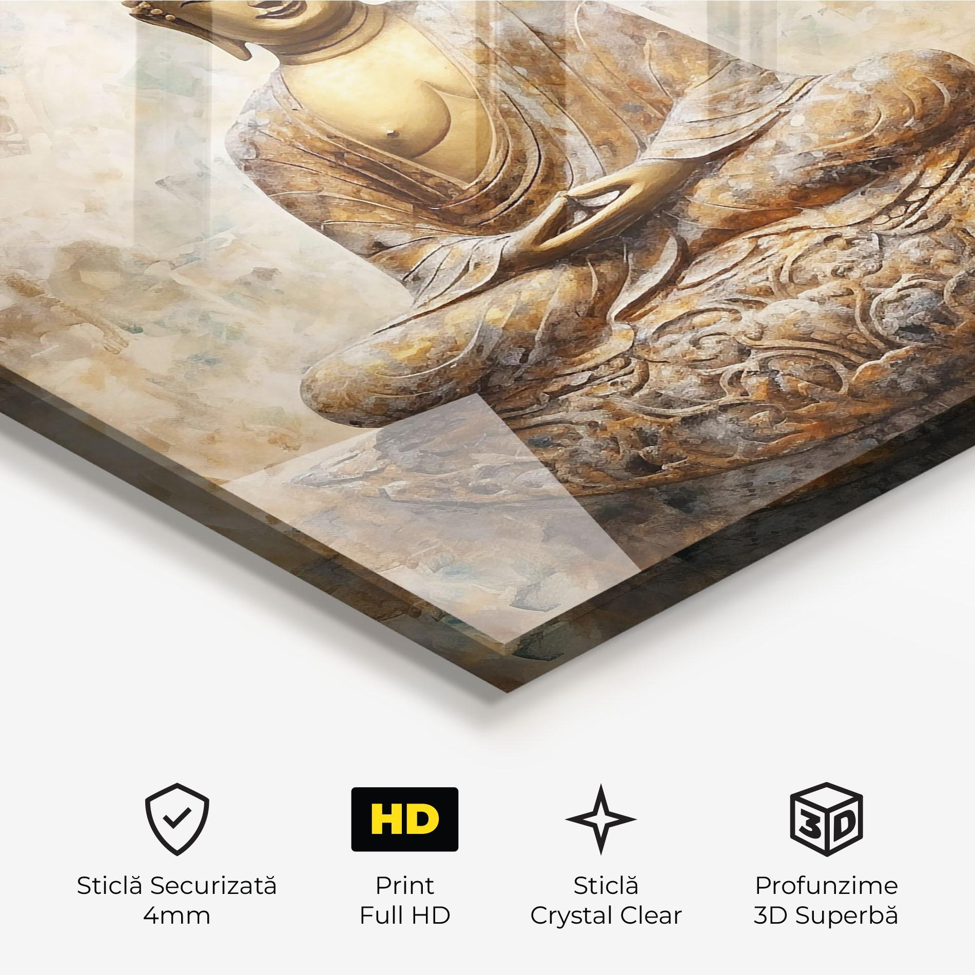 Tablou Sticla Cream Buddha Art mockup 3