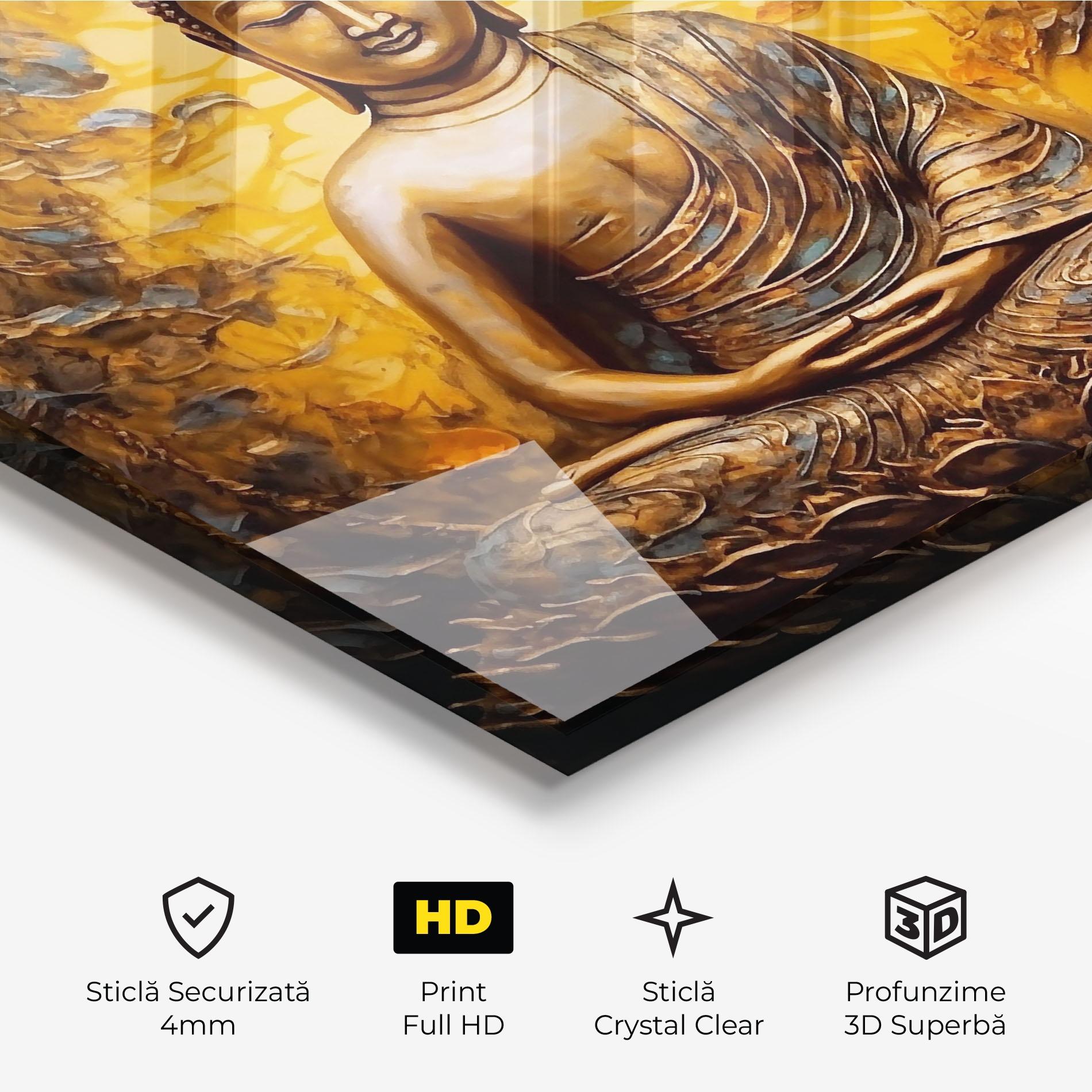 Tablou Sticla Gold Grey Buddha mockup 3