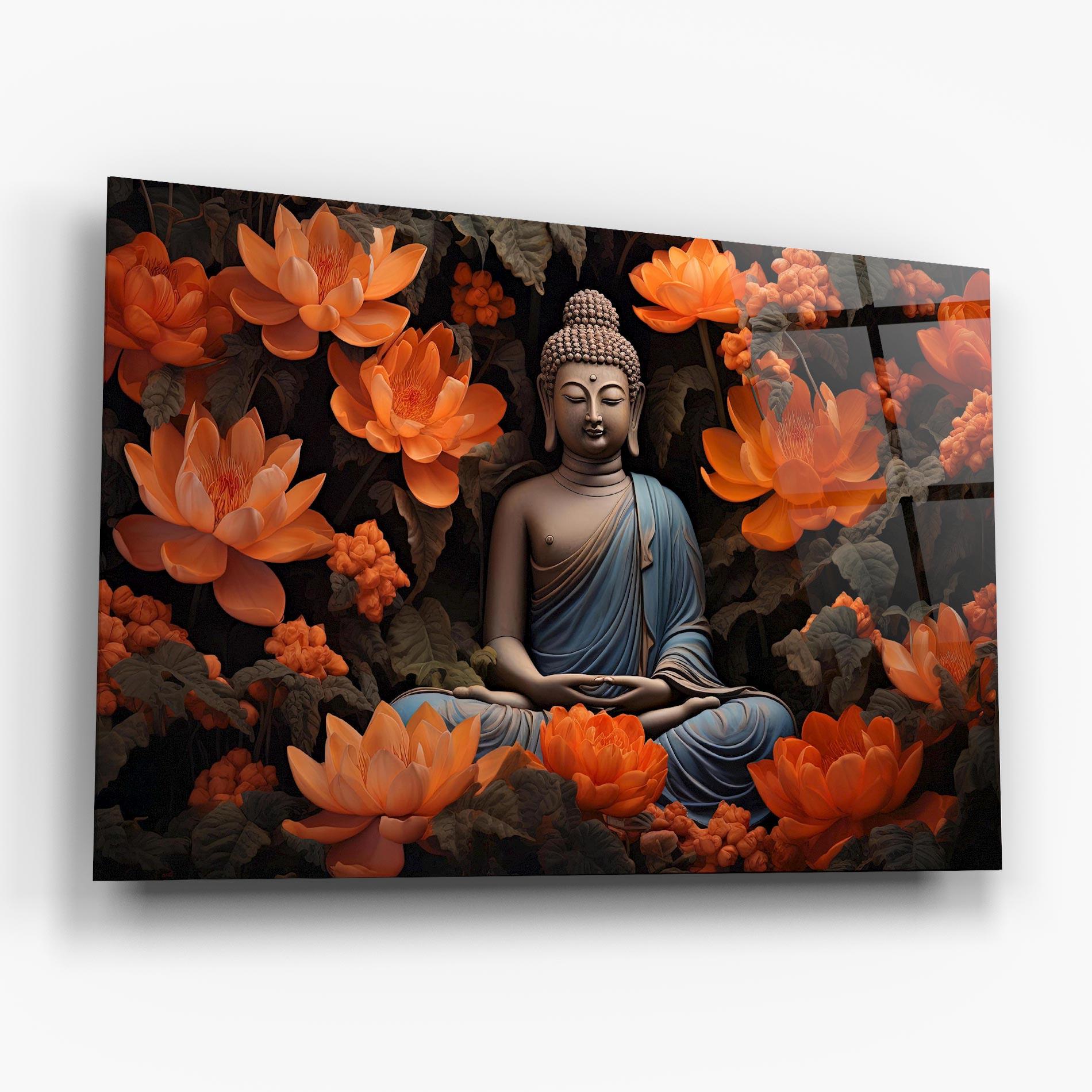 Tablou Sticla Big Flower Buddha mockup 6