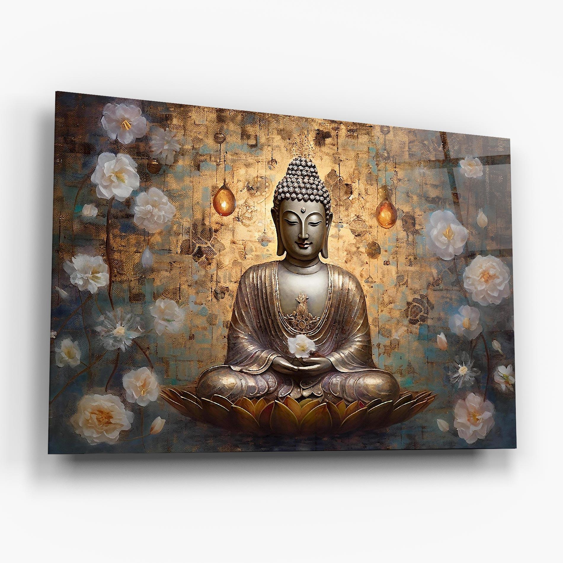 Tablou Sticla Buddha Meditation Art mockup 6