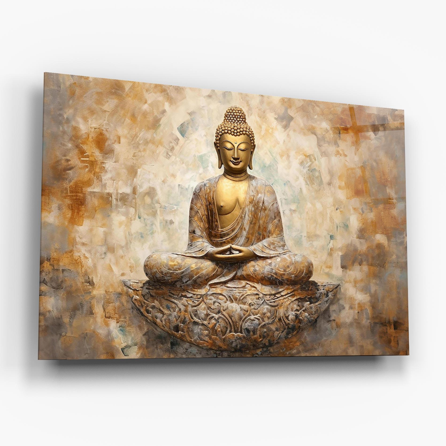 Tablou Sticla Cream Buddha Art mockup 6