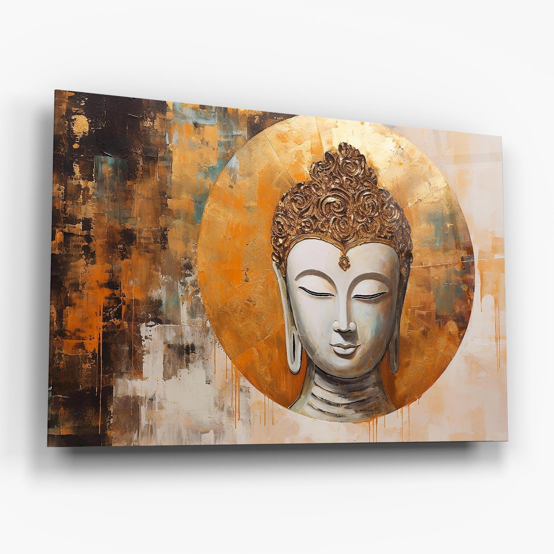 Tablou Sticla Cream Circle Buddha mockup 6