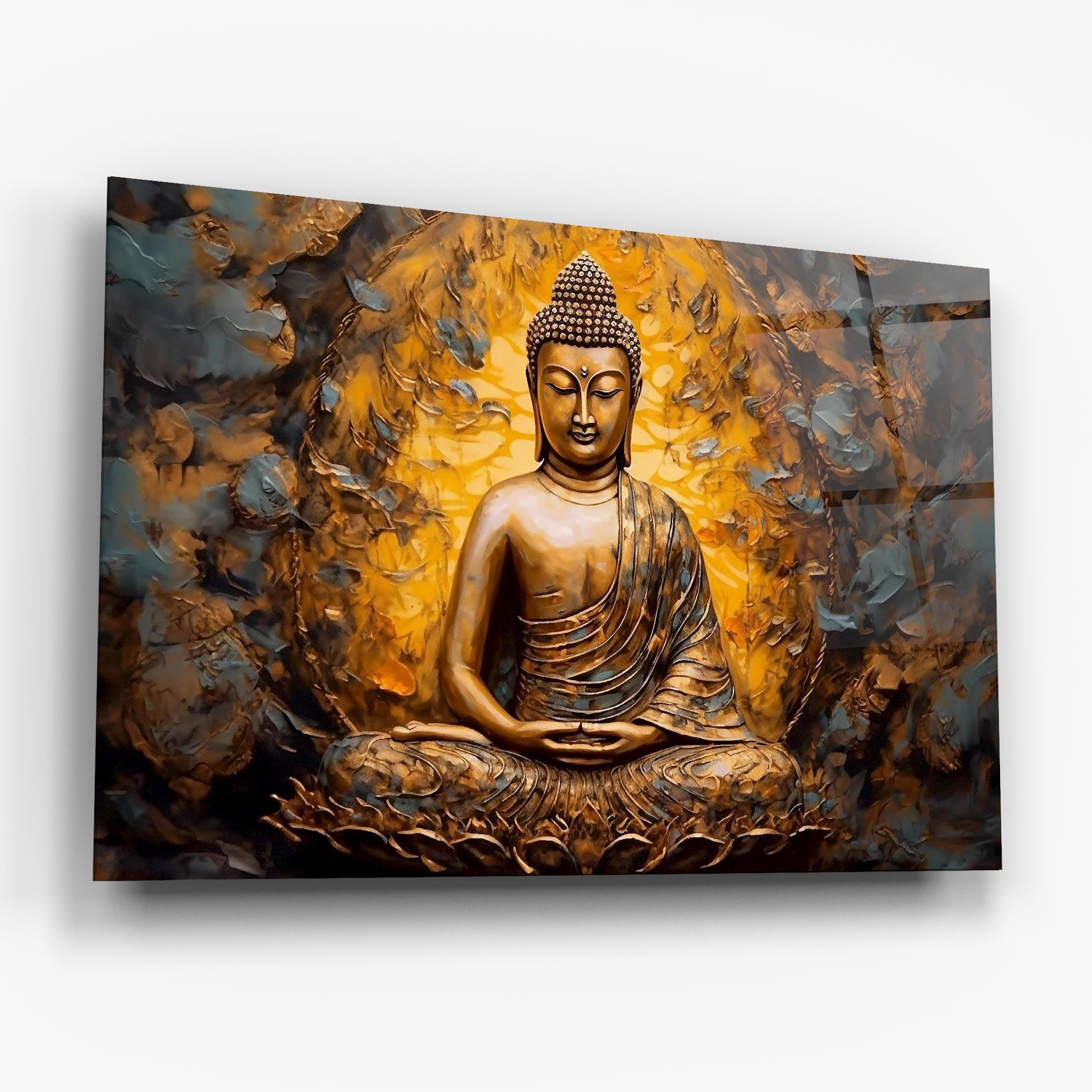 Tablou Sticla Gold Grey Buddha mockup 6