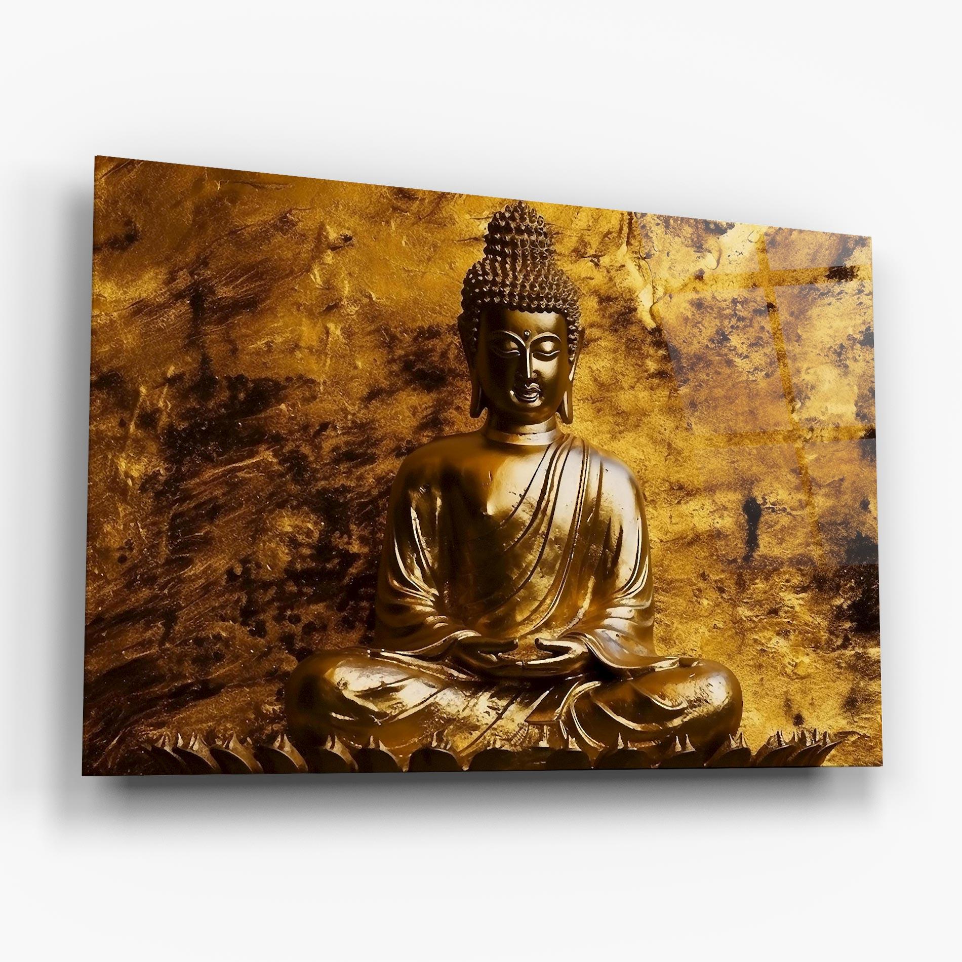 Tablou Sticla Statue Gold Buddha mockup 6