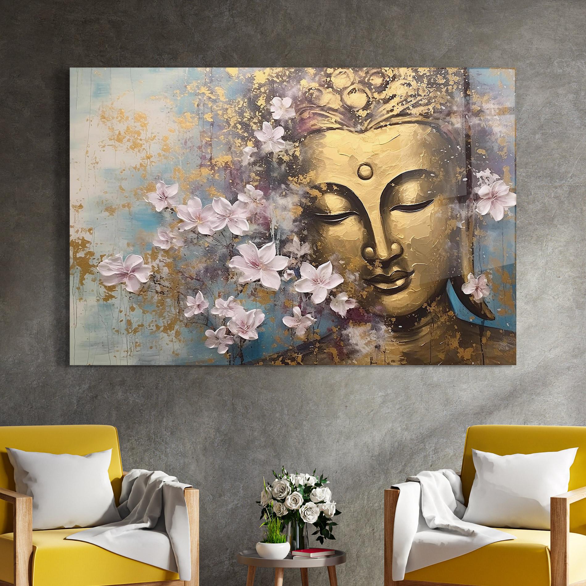 Tablou Sticla Abstract Buddha Plants mockup 4