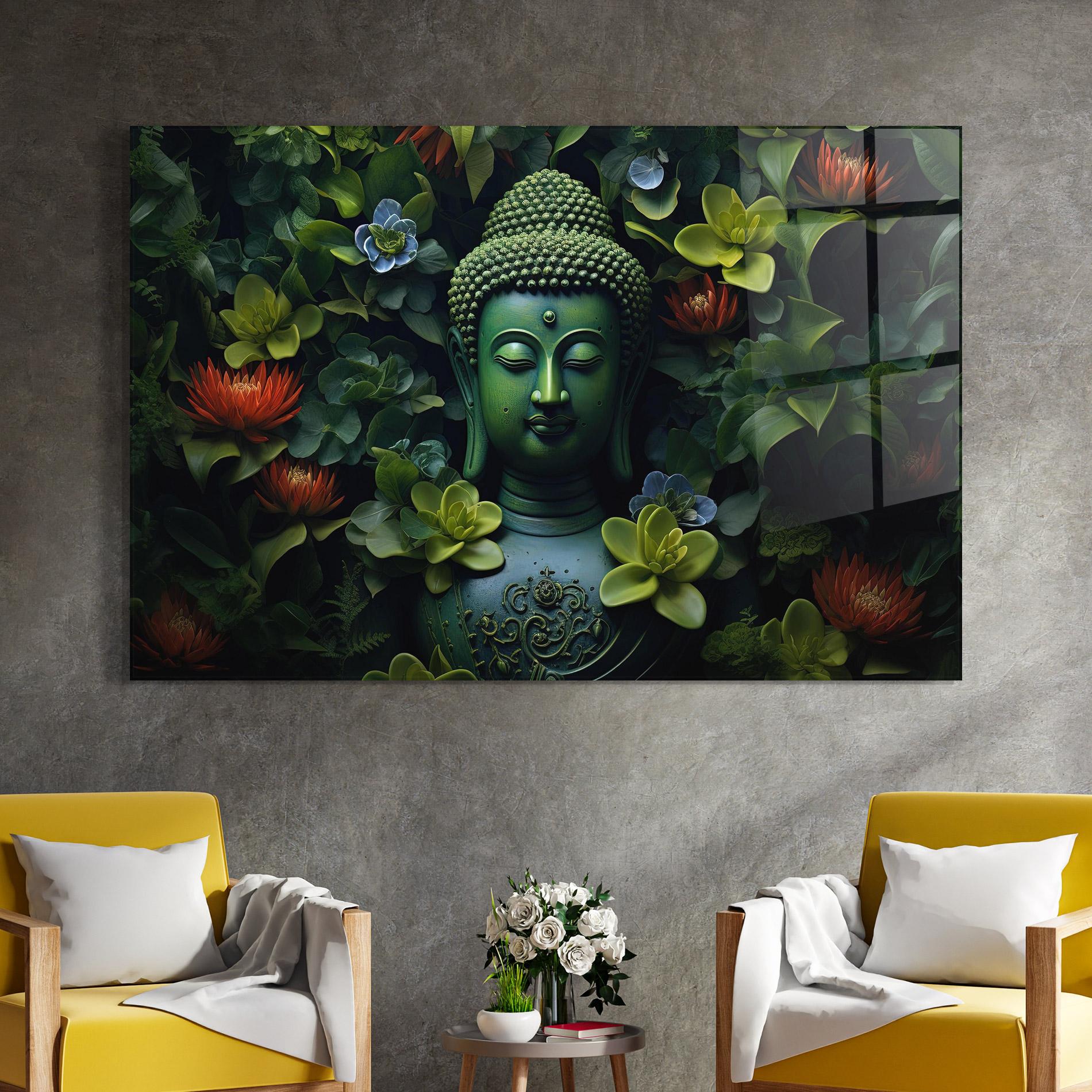 Tablou Sticla Blue Light Buddha mockup 4