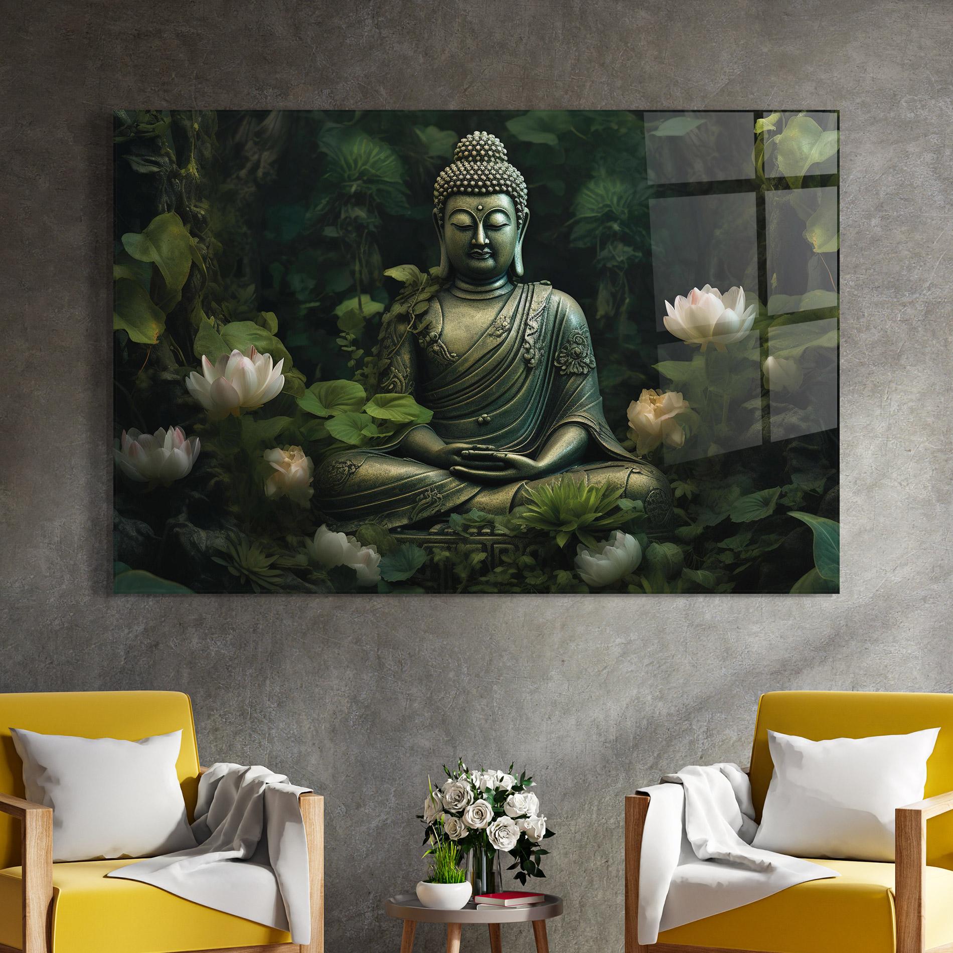 Tablou Sticla Buddha Lotus Flower mockup 4