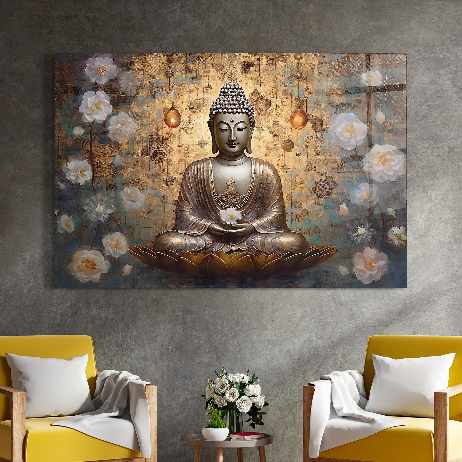 Tablou Sticla Buddha Meditation Art mockup 4