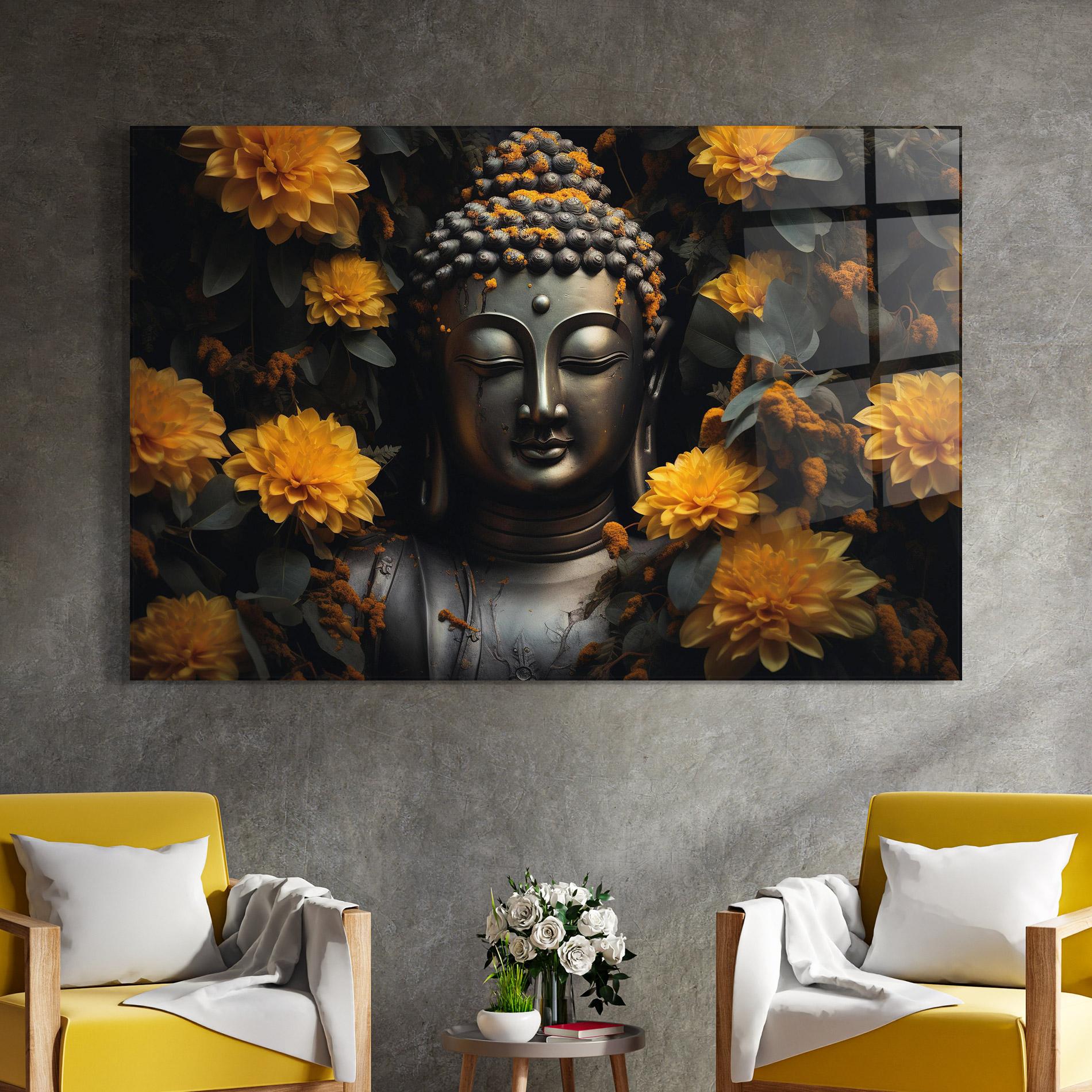 Tablou Sticla Buddha Peace Statue mockup 4