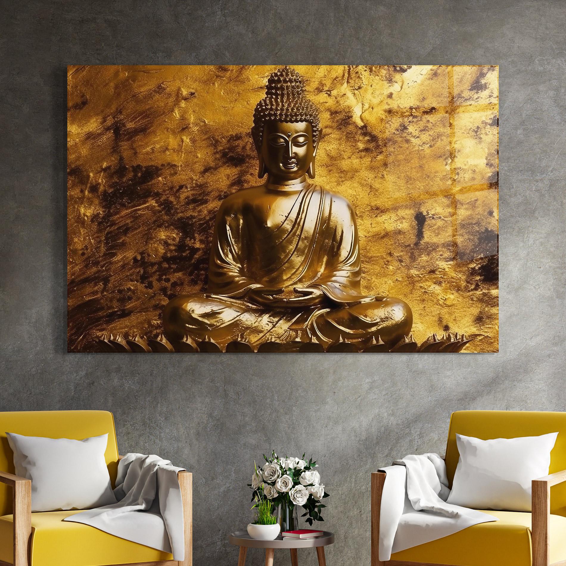 Tablou Sticla Statue Gold Buddha mockup 4