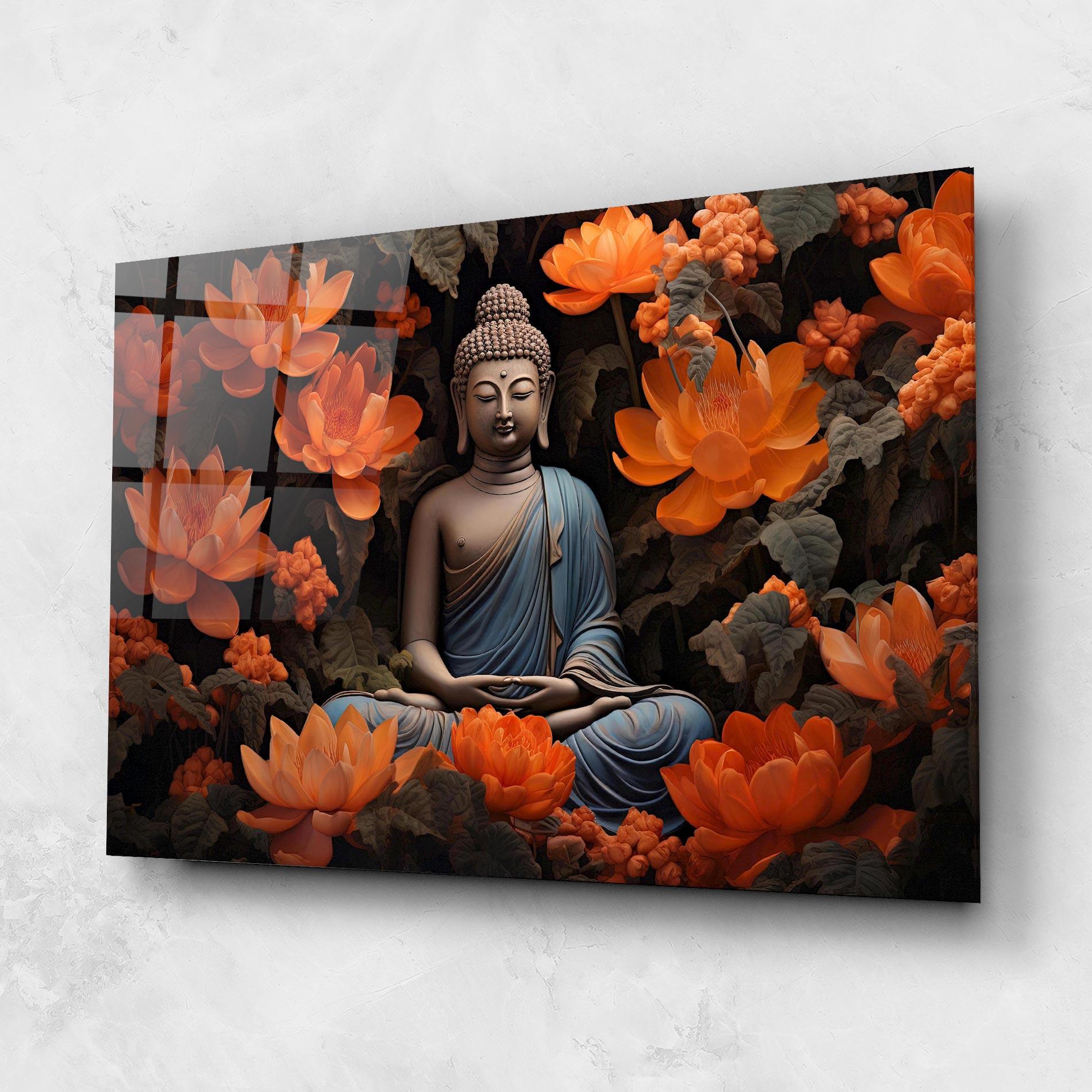 Tablou Sticla Big Flower Buddha mockup 1