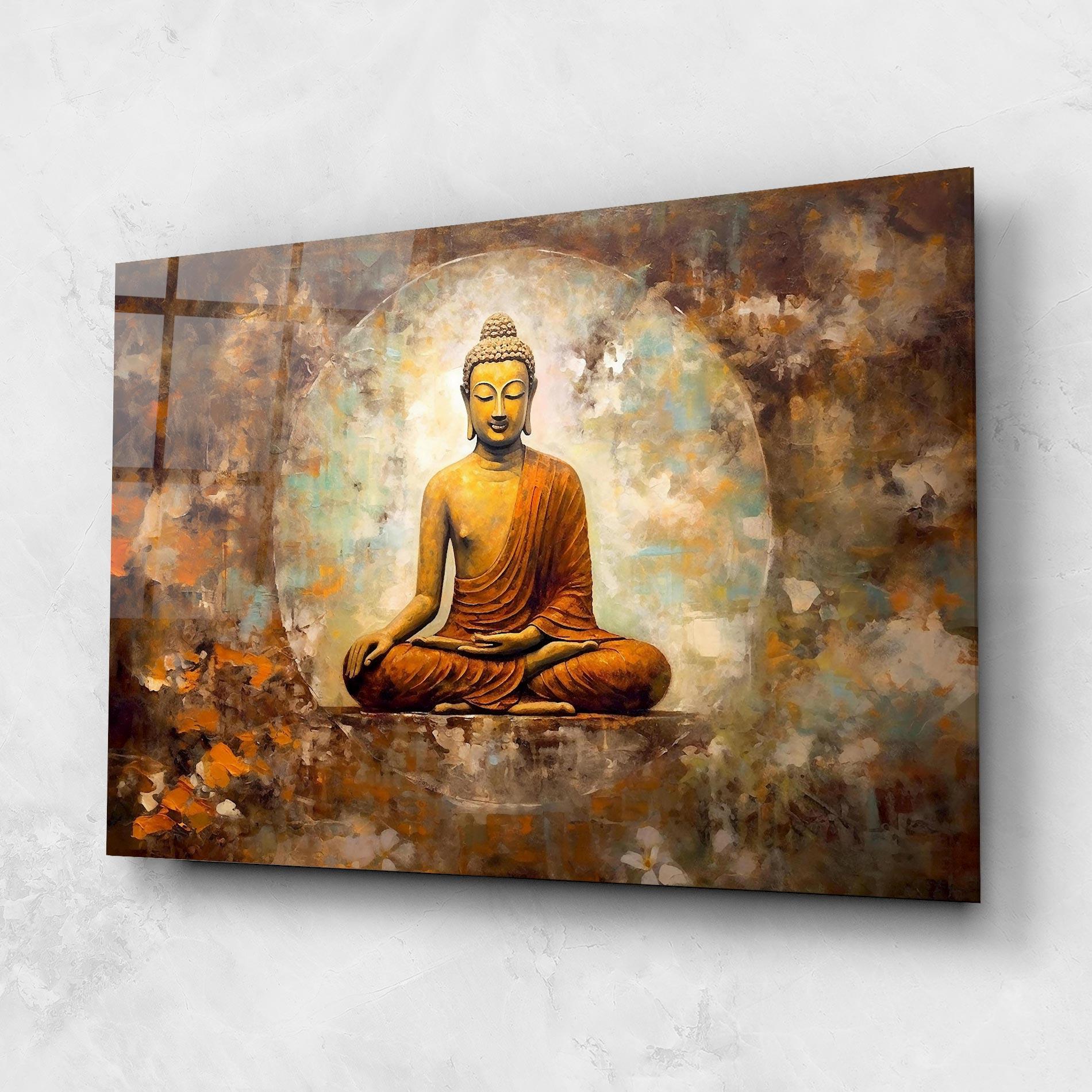 Tablou Sticla Blue Circle Buddha mockup 1