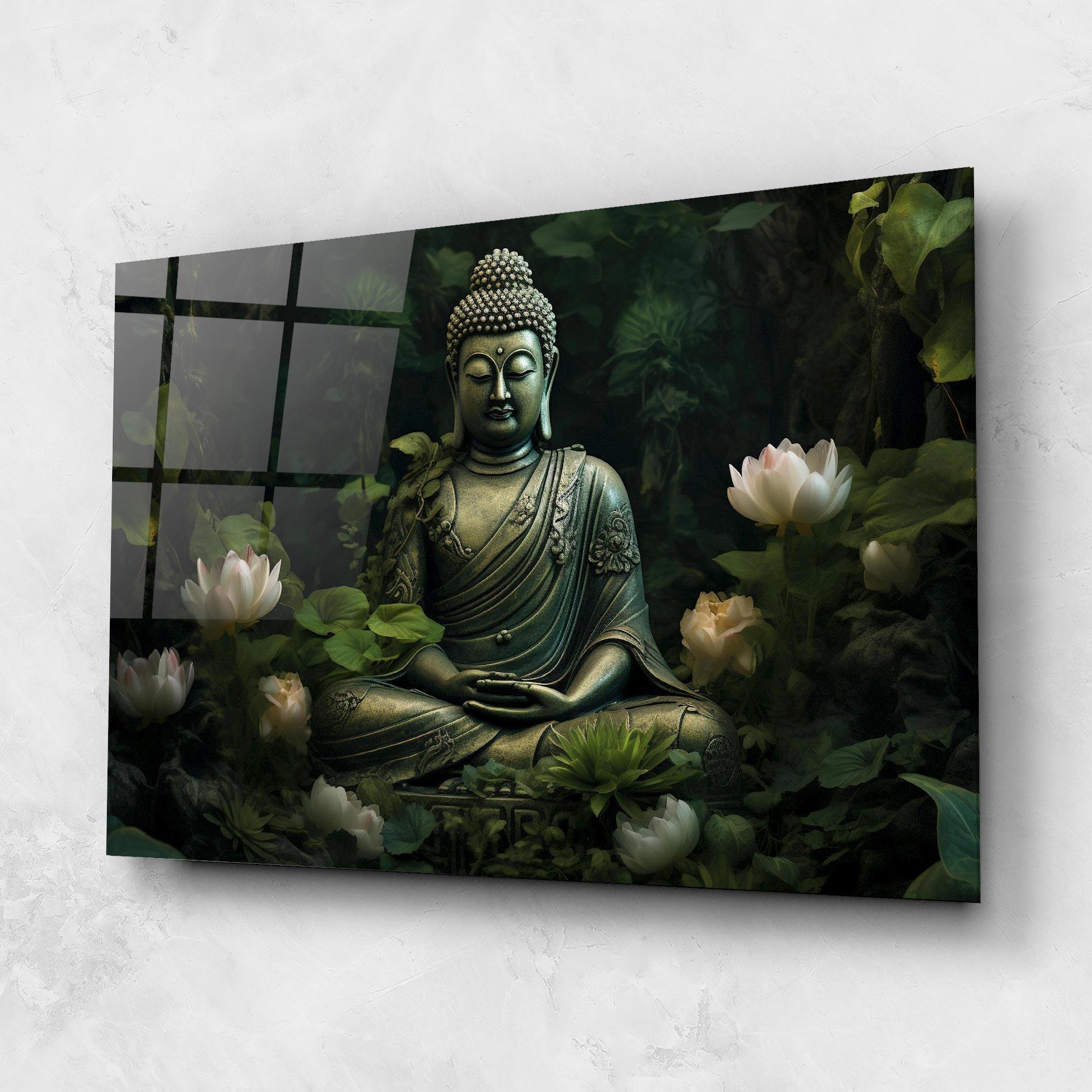 Tablou Sticla Buddha Lotus Flower mockup 1