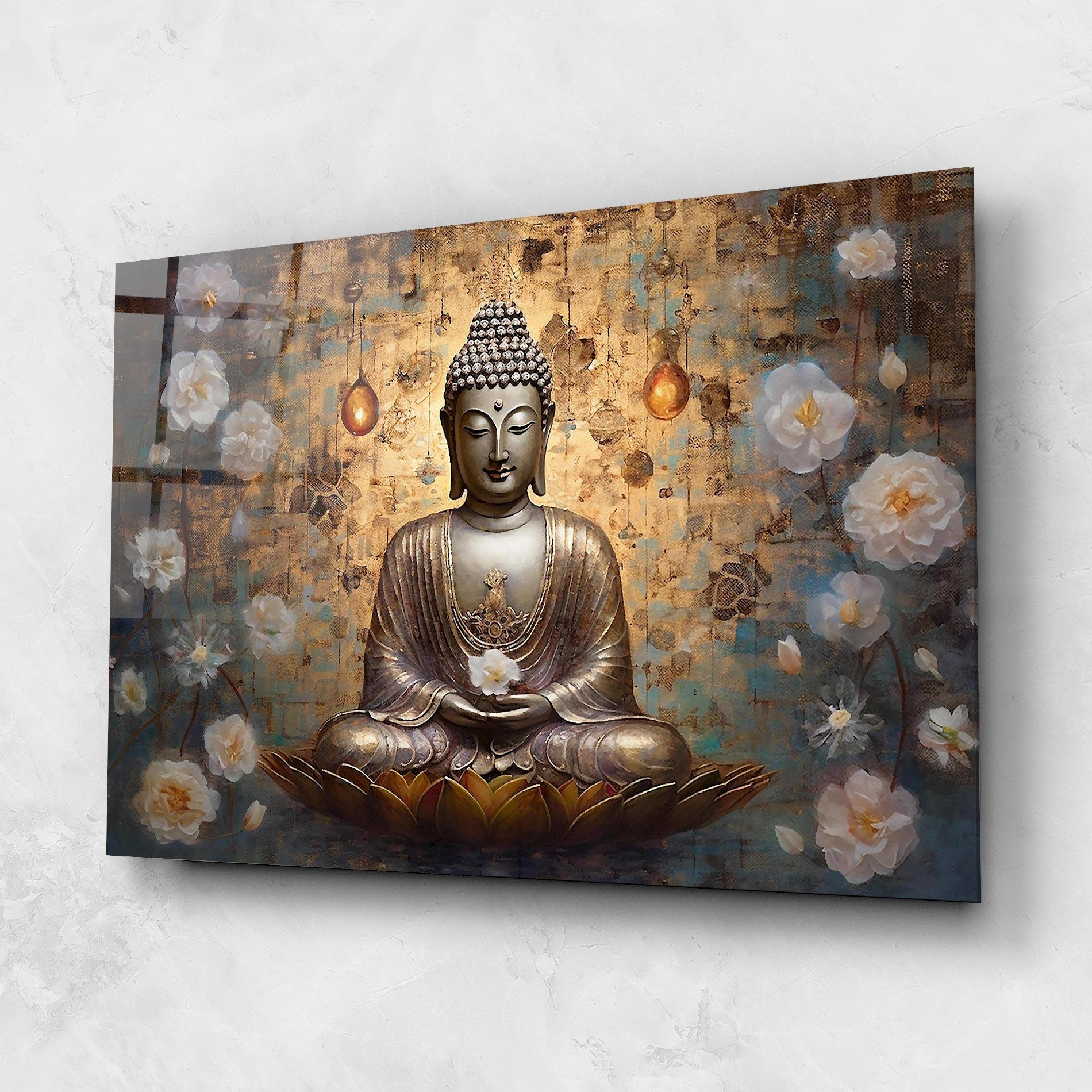 Tablou Sticla Buddha Meditation Art mockup 1