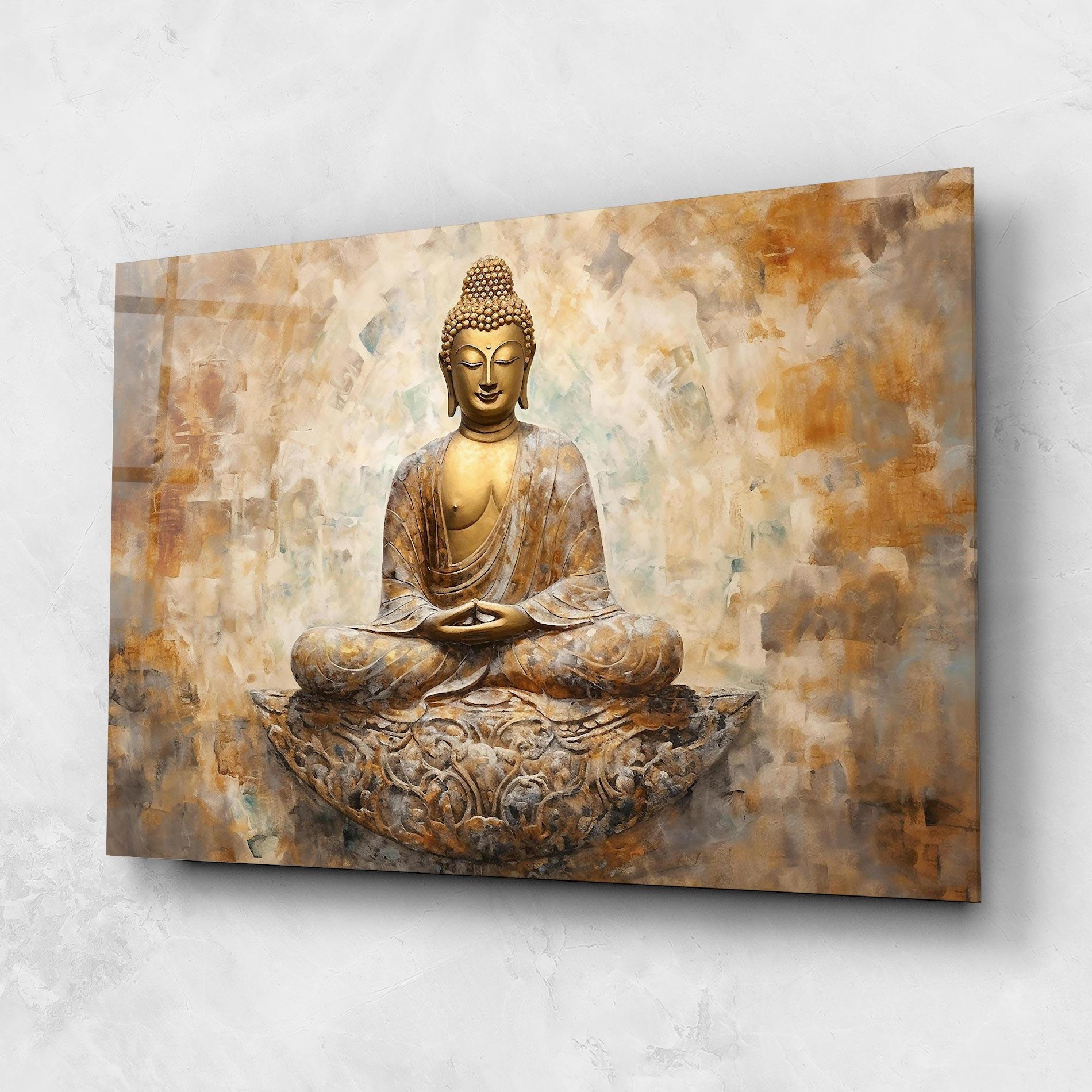 Tablou Sticla Cream Buddha Art mockup 1