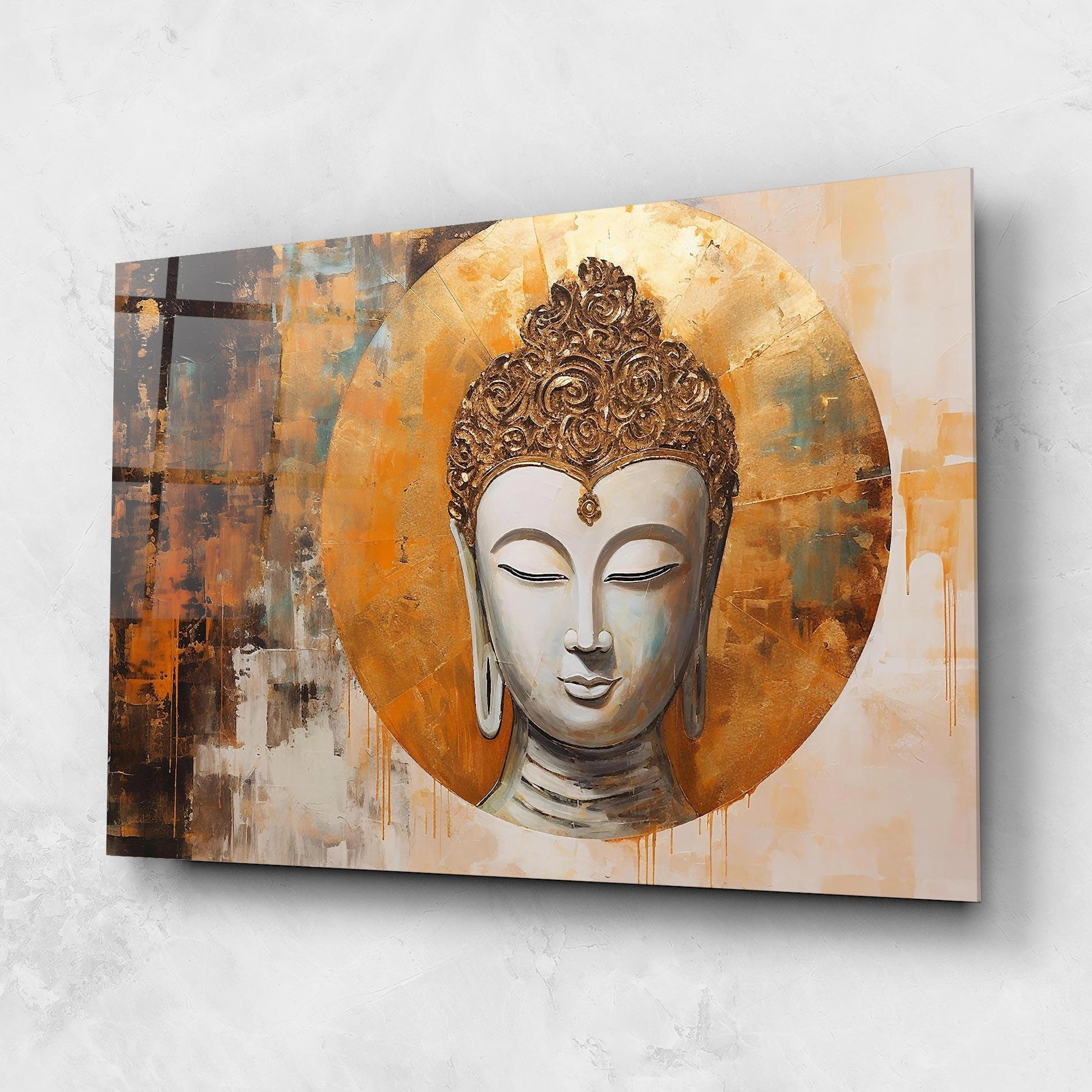 Tablou Sticla Cream Circle Buddha mockup 1