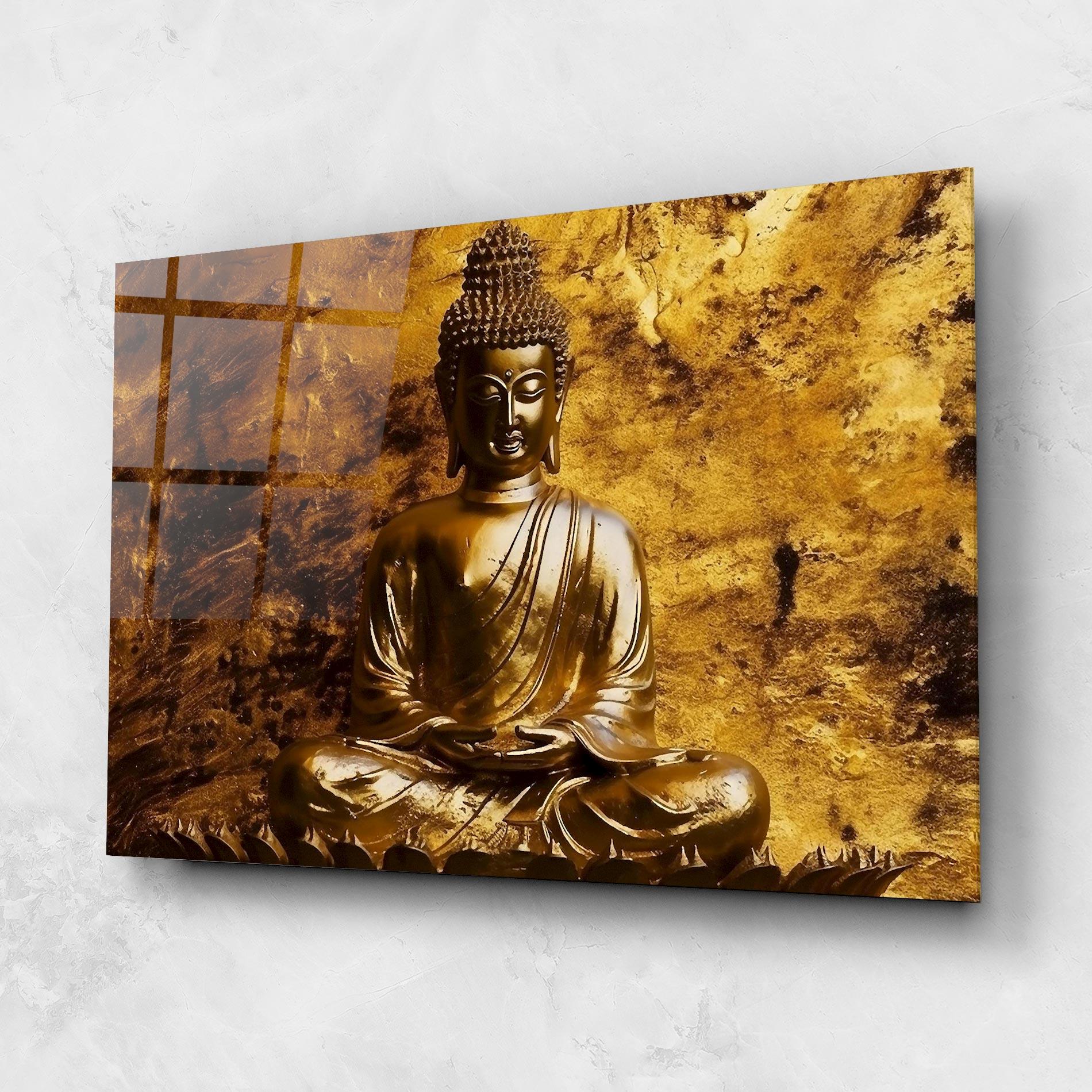 Tablou Sticla Statue Gold Buddha mockup 1