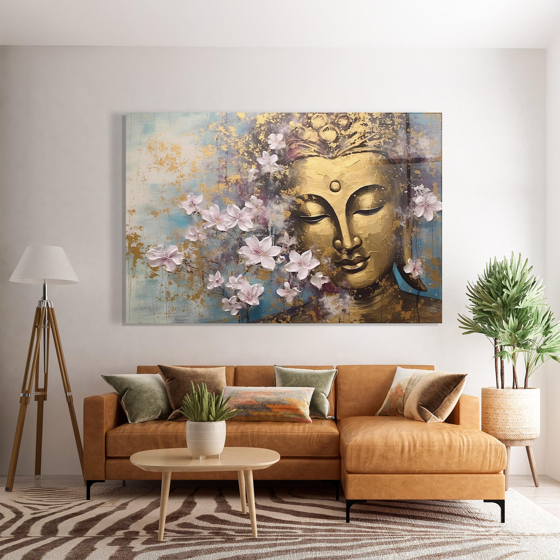 Tablou Sticla Abstract Buddha Plants mockup 7