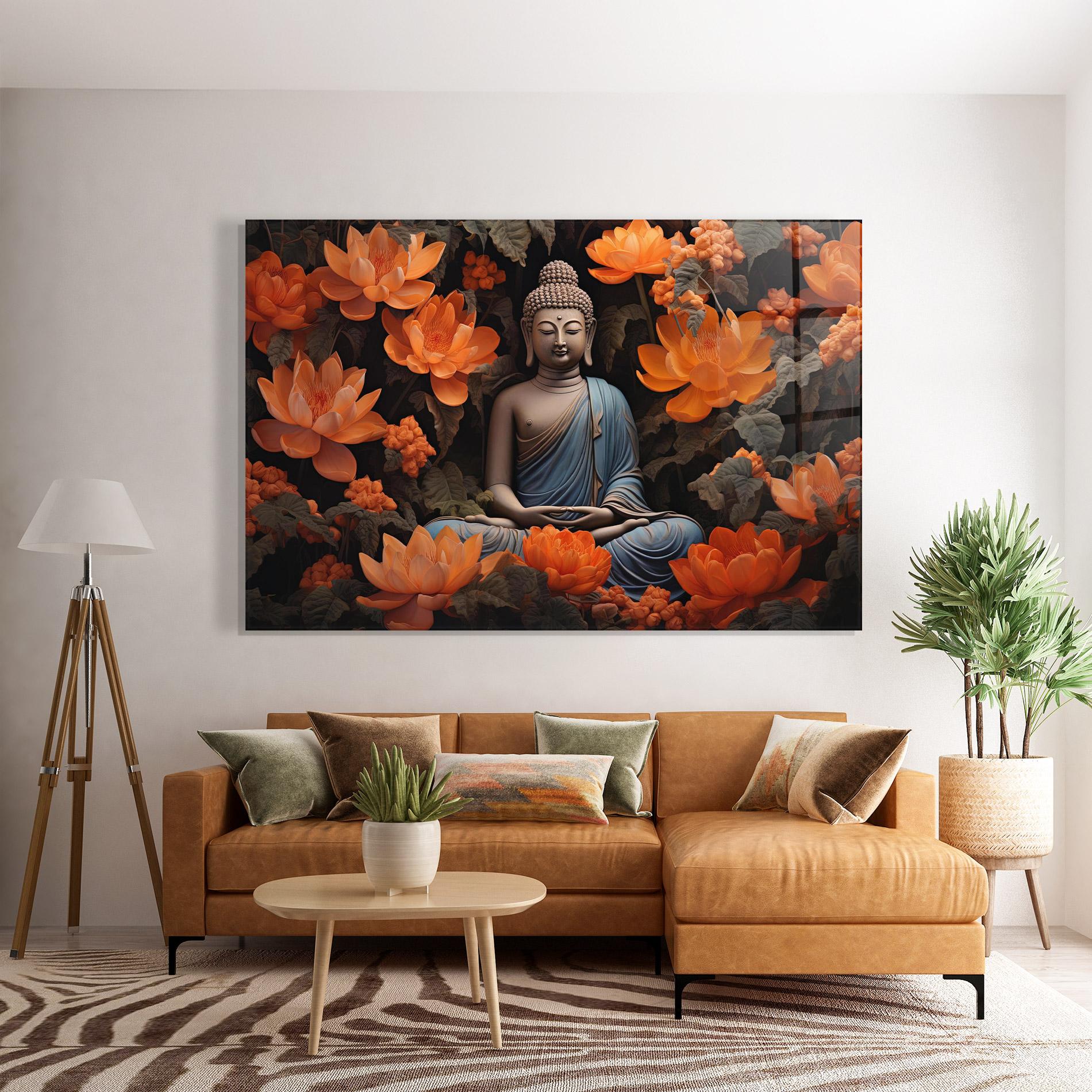 Tablou Sticla Big Flower Buddha mockup 7