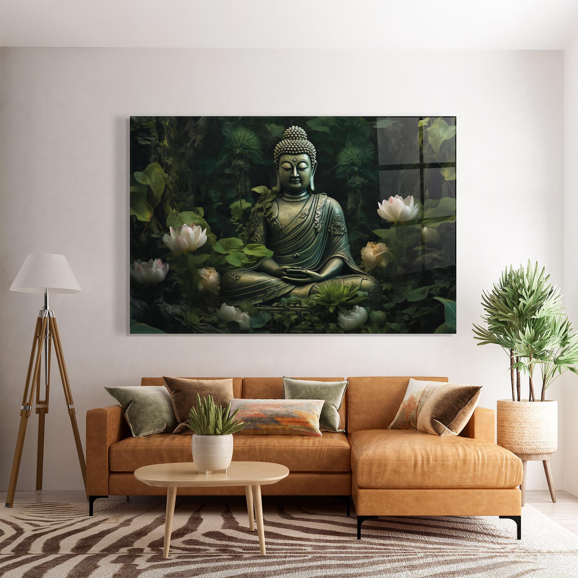 Tablou Sticla Buddha Lotus Flower mockup 7