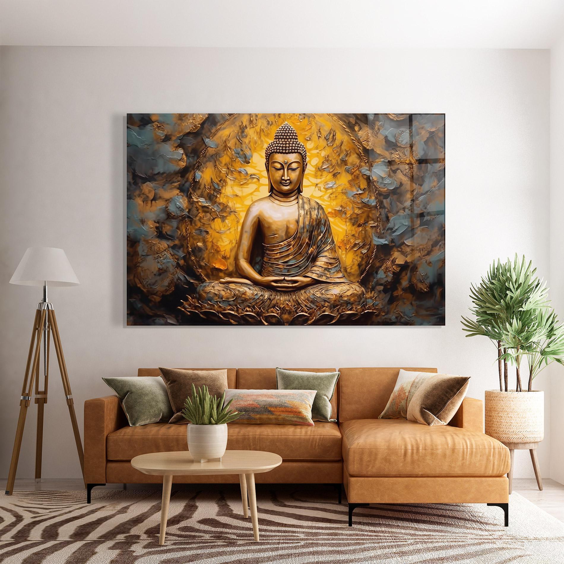 Tablou Sticla Gold Grey Buddha mockup 7