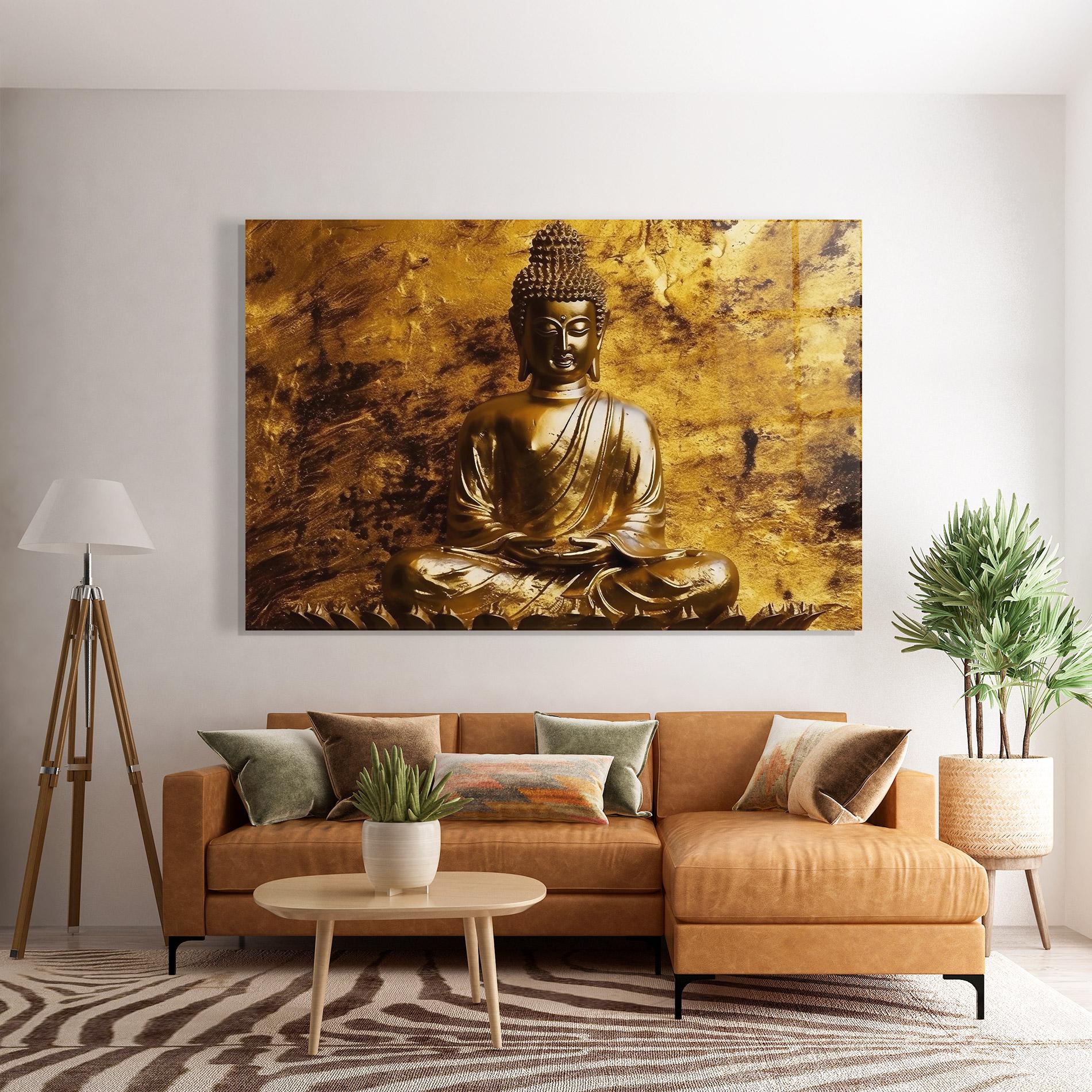 Tablou Sticla Statue Gold Buddha mockup 7