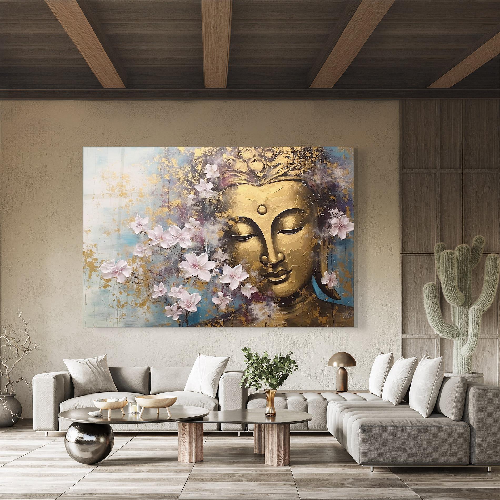 Tablou Sticla Abstract Buddha Plants mockup 8