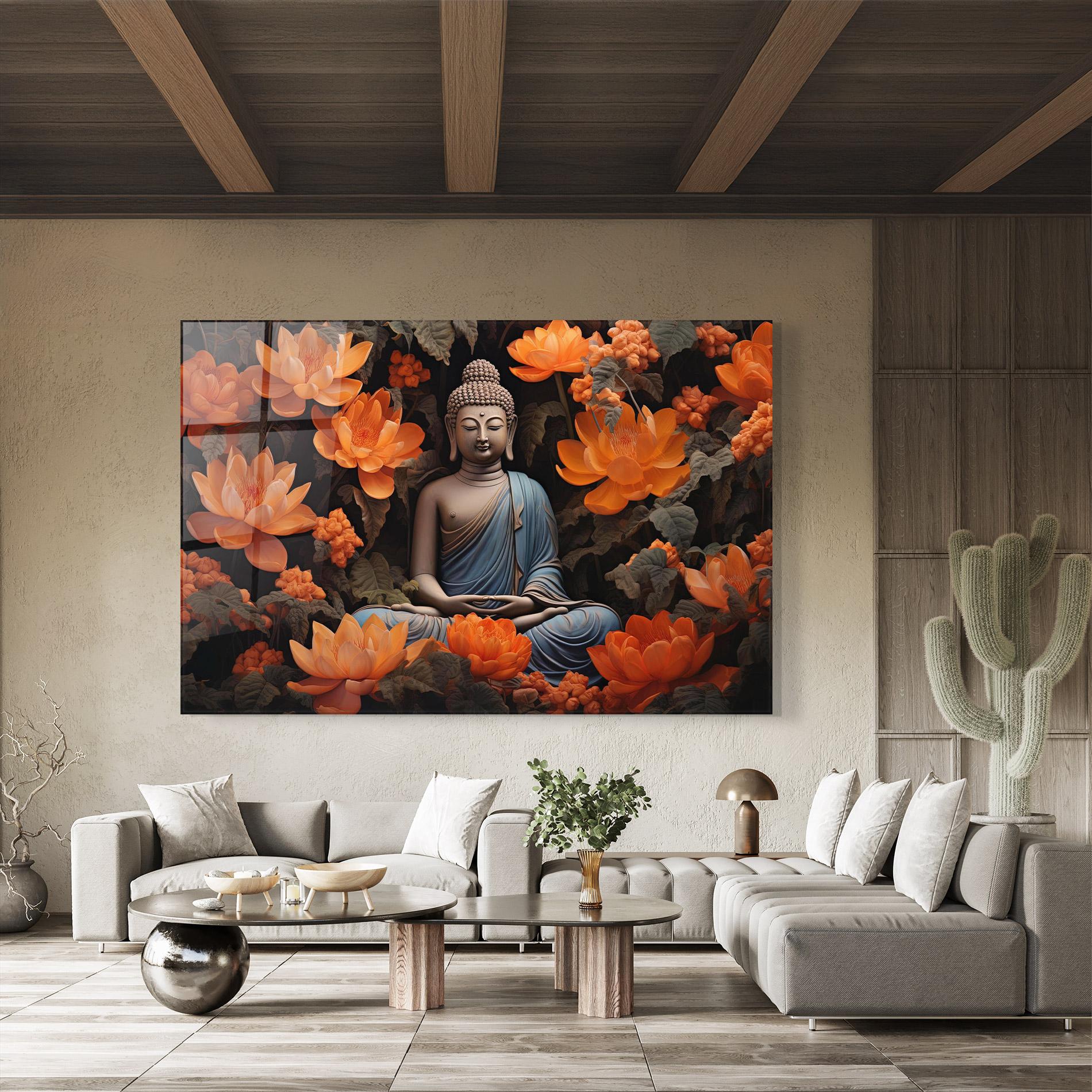 Tablou Sticla Big Flower Buddha mockup 8