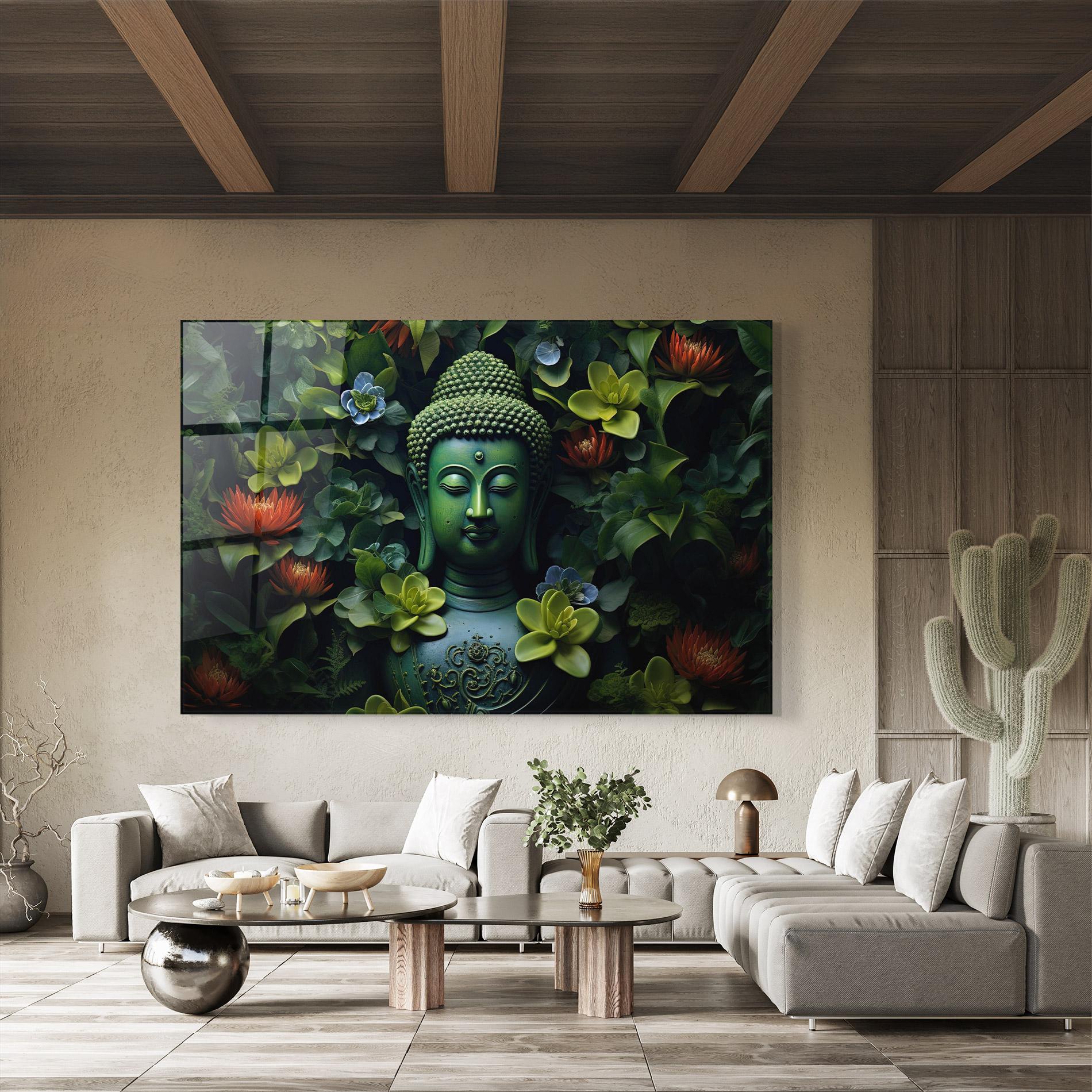 Tablou Sticla Blue Light Buddha mockup 8