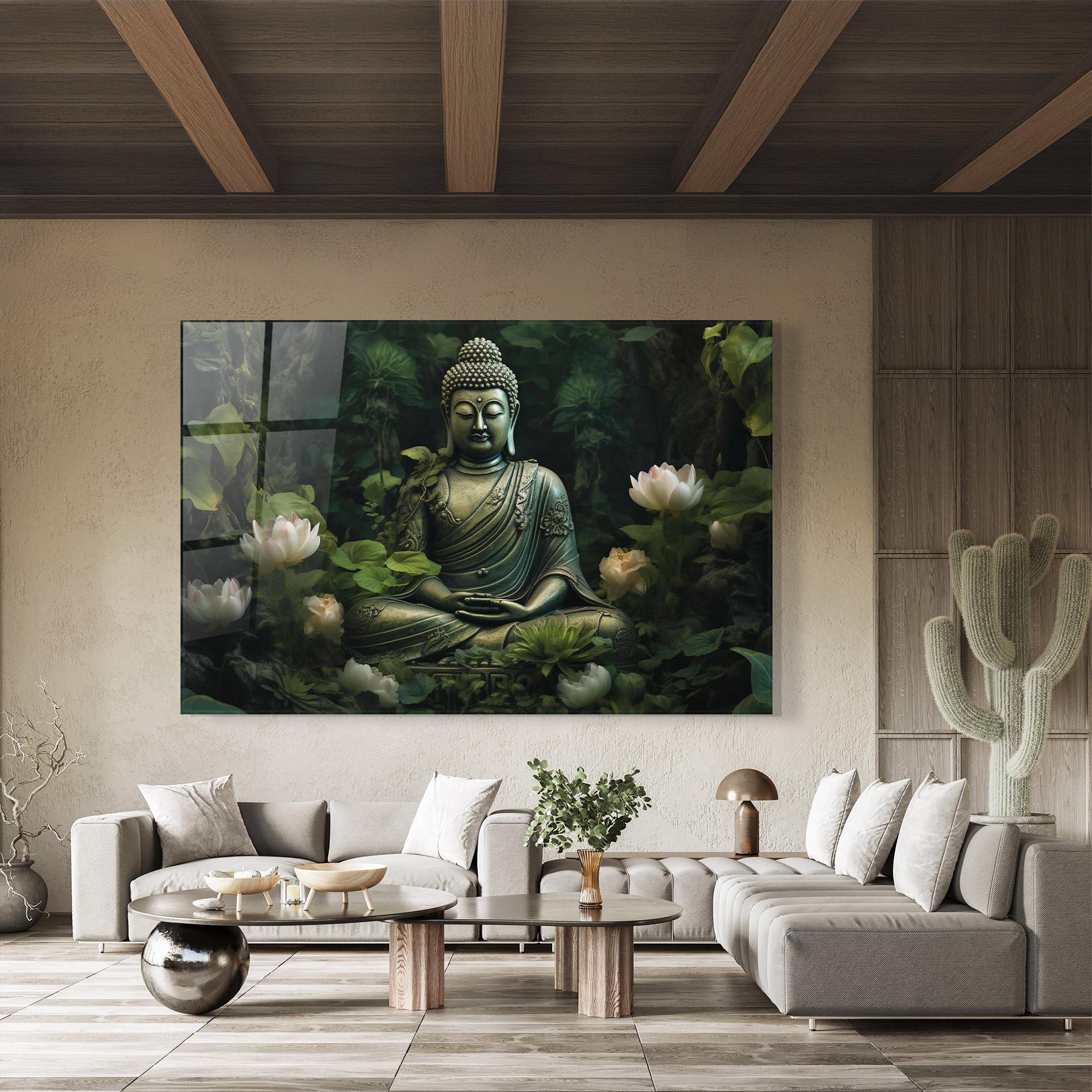 Tablou Sticla Buddha Lotus Flower mockup 8