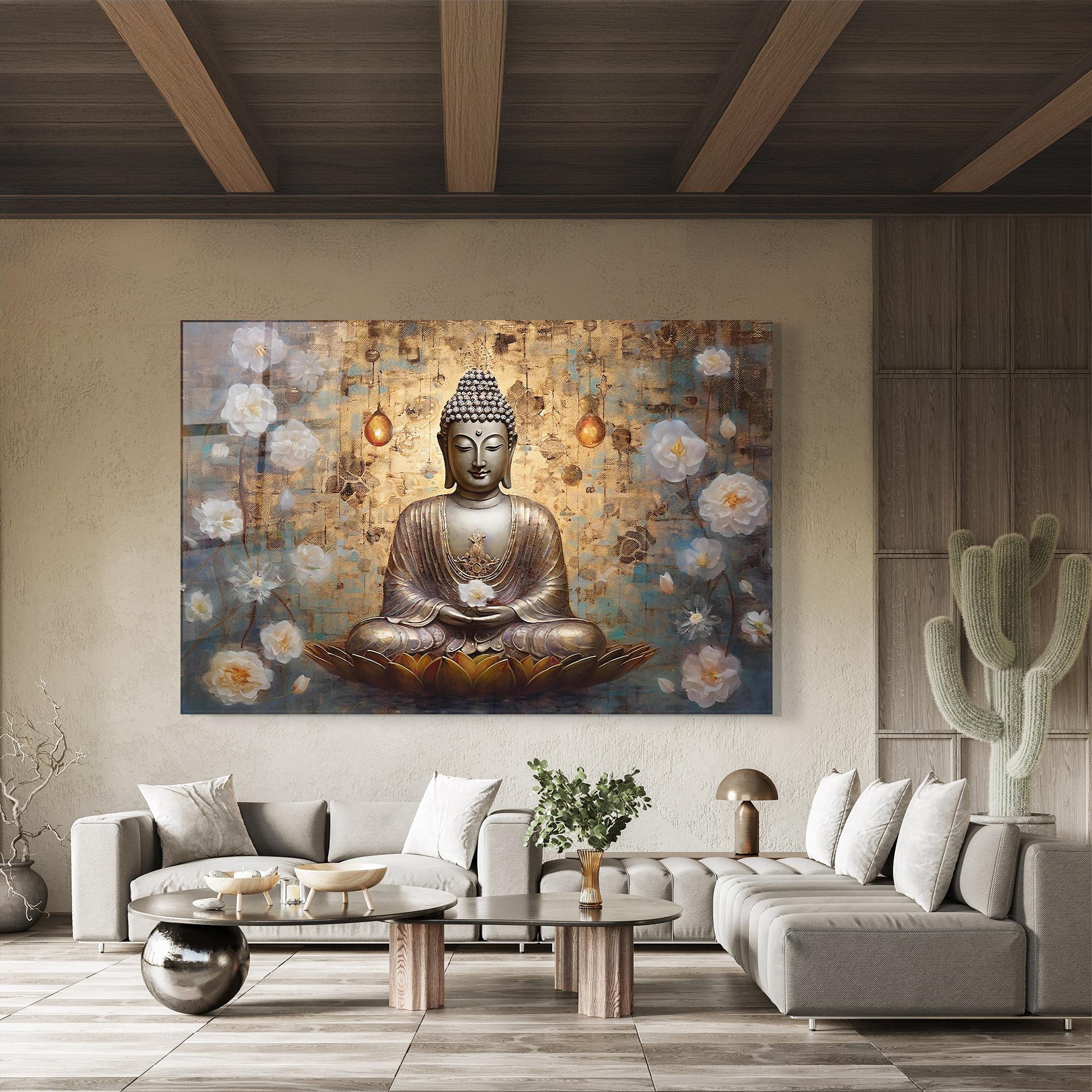 Tablou Sticla Buddha Meditation Art mockup 8