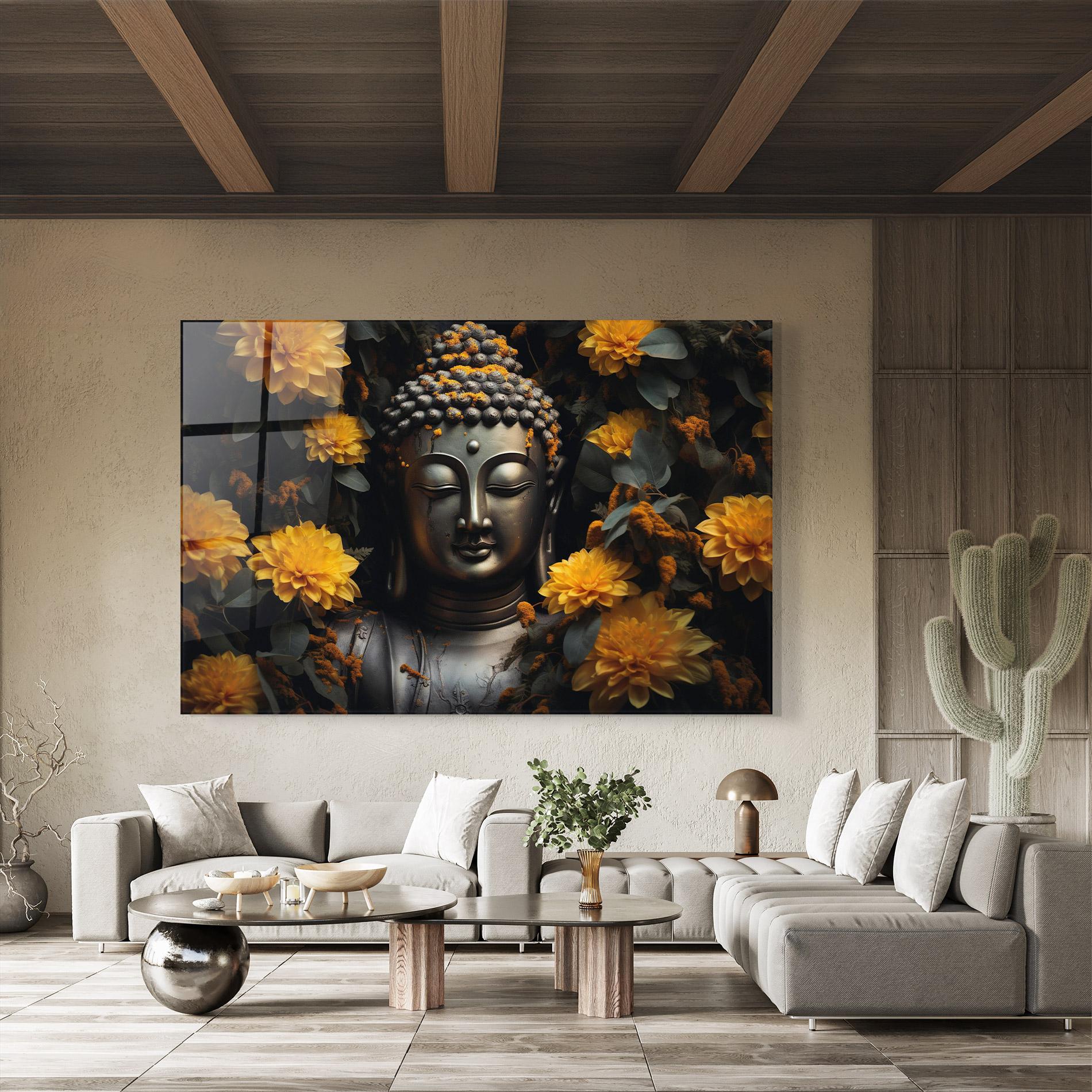 Tablou Sticla Buddha Peace Statue mockup 8