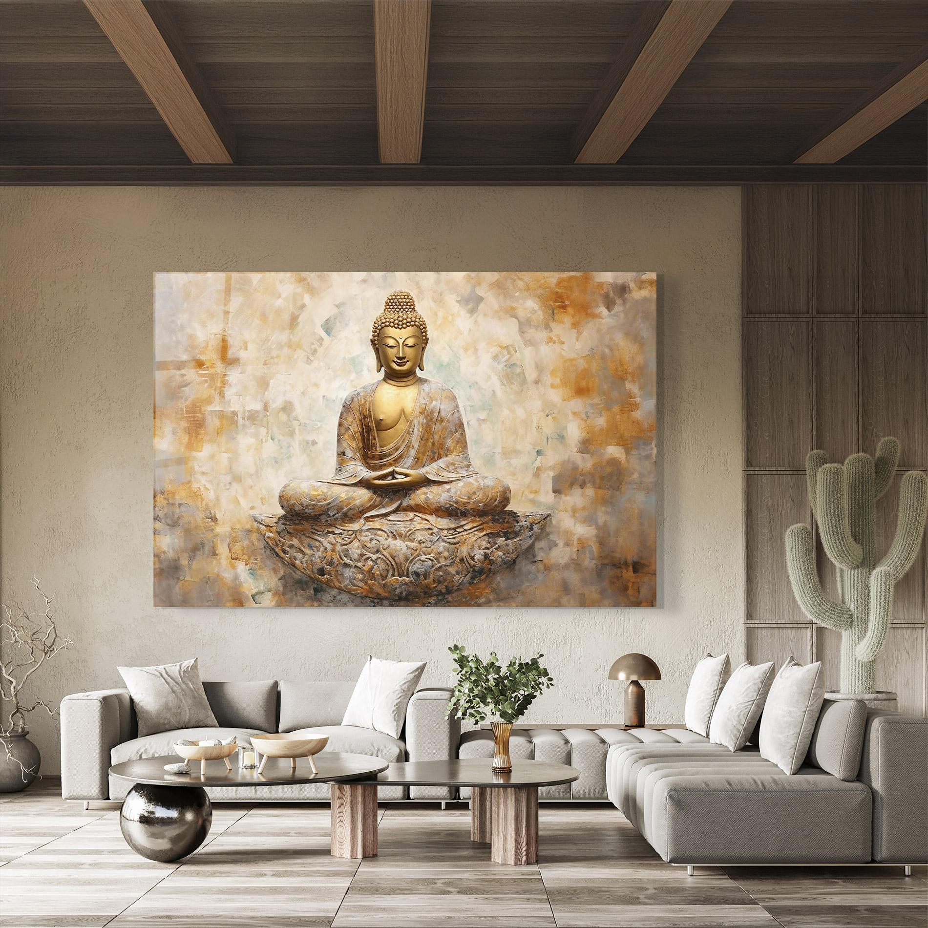 Tablou Sticla Cream Buddha Art mockup 8