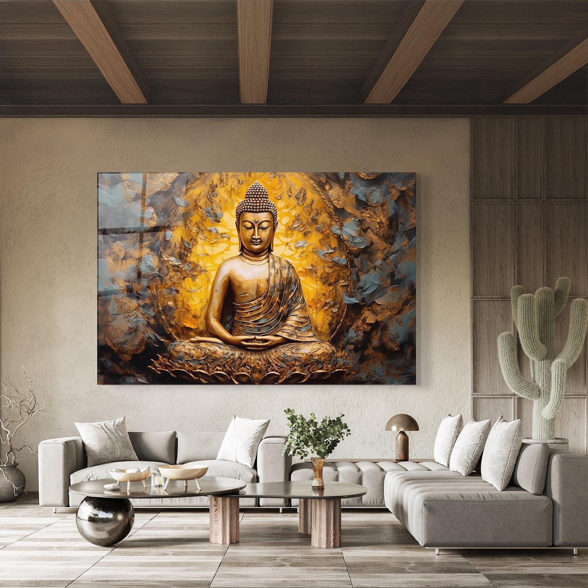 Tablou Sticla Gold Grey Buddha mockup 8