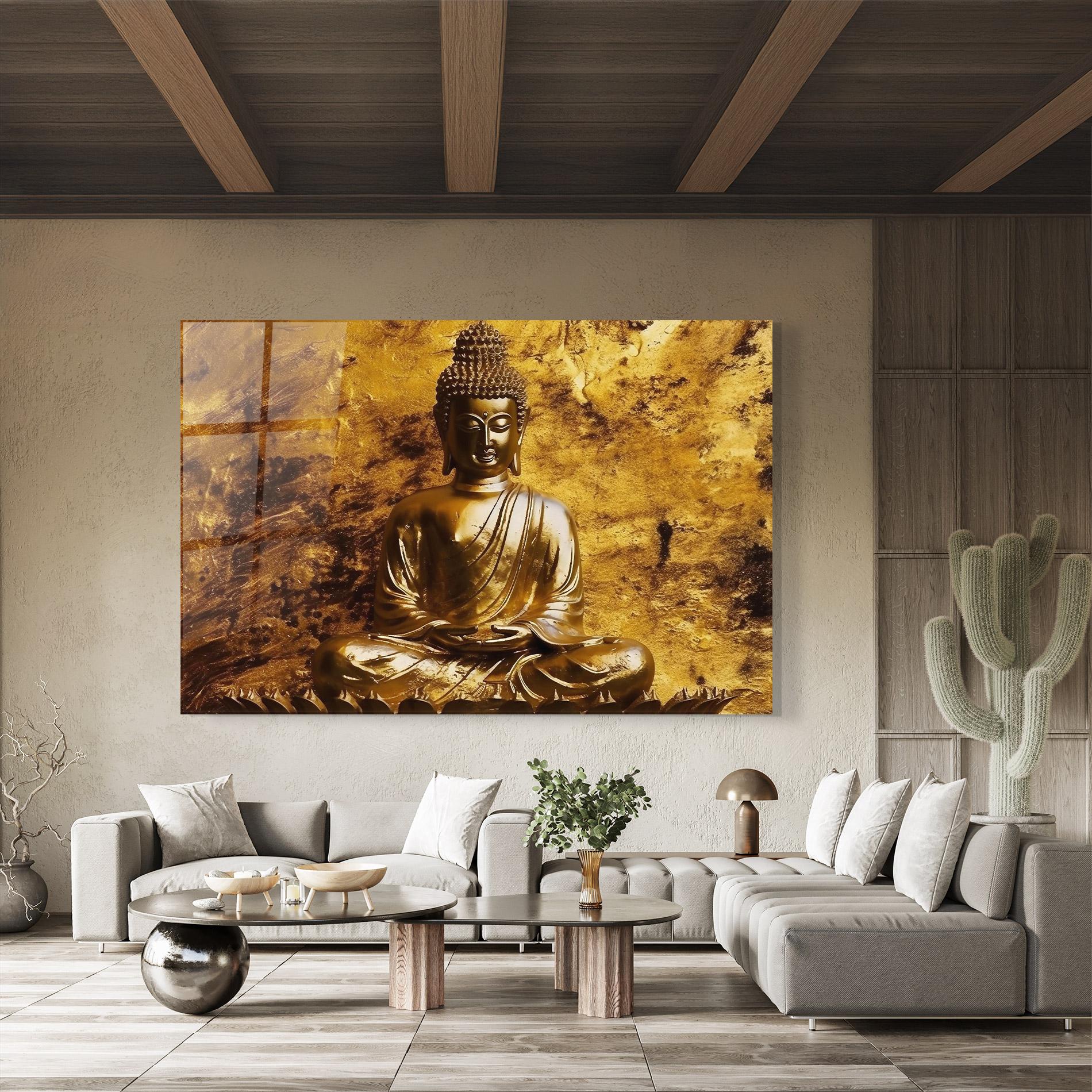 Tablou Sticla Statue Gold Buddha mockup 8