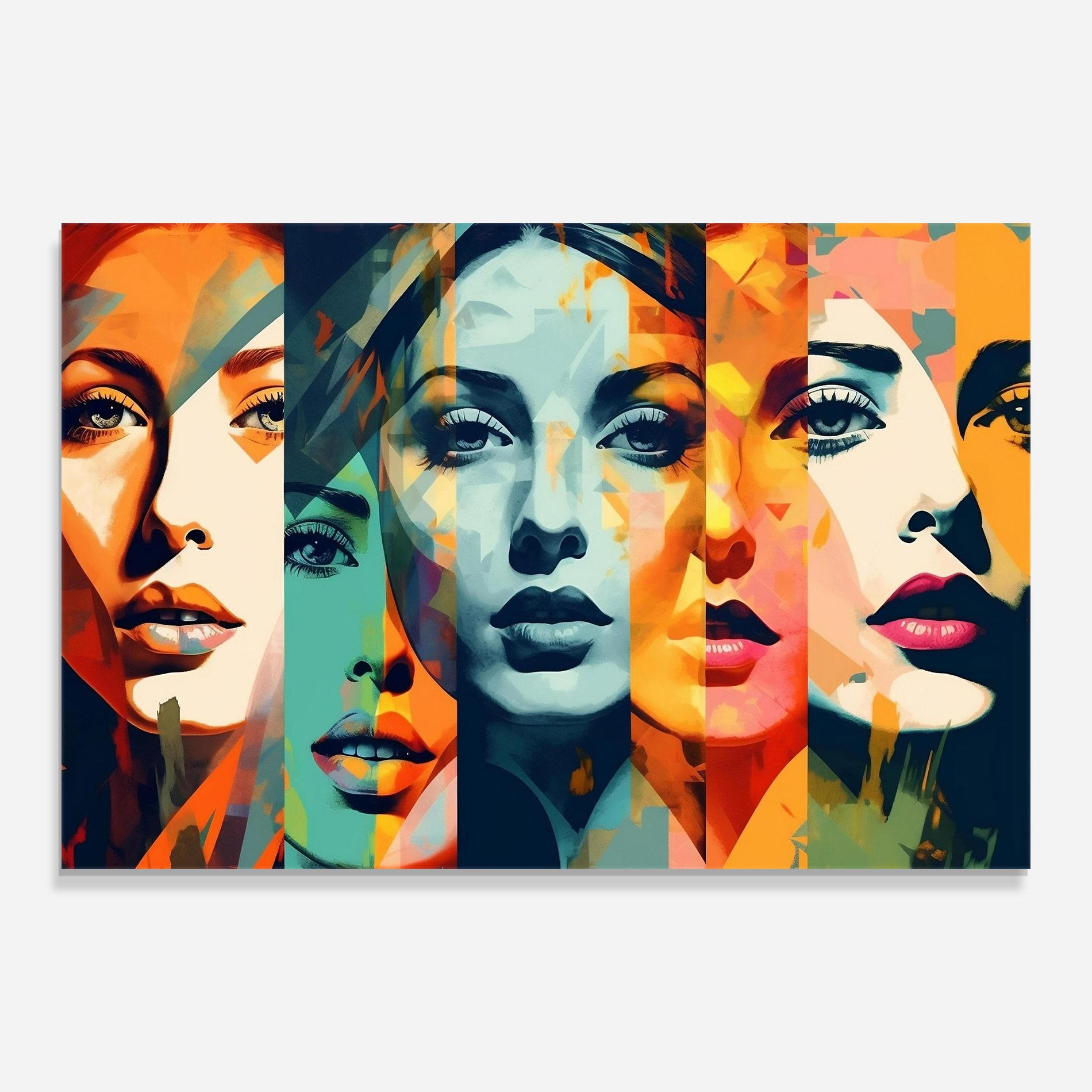 Tablou Sticla Colorful Abstract Face mockup 0