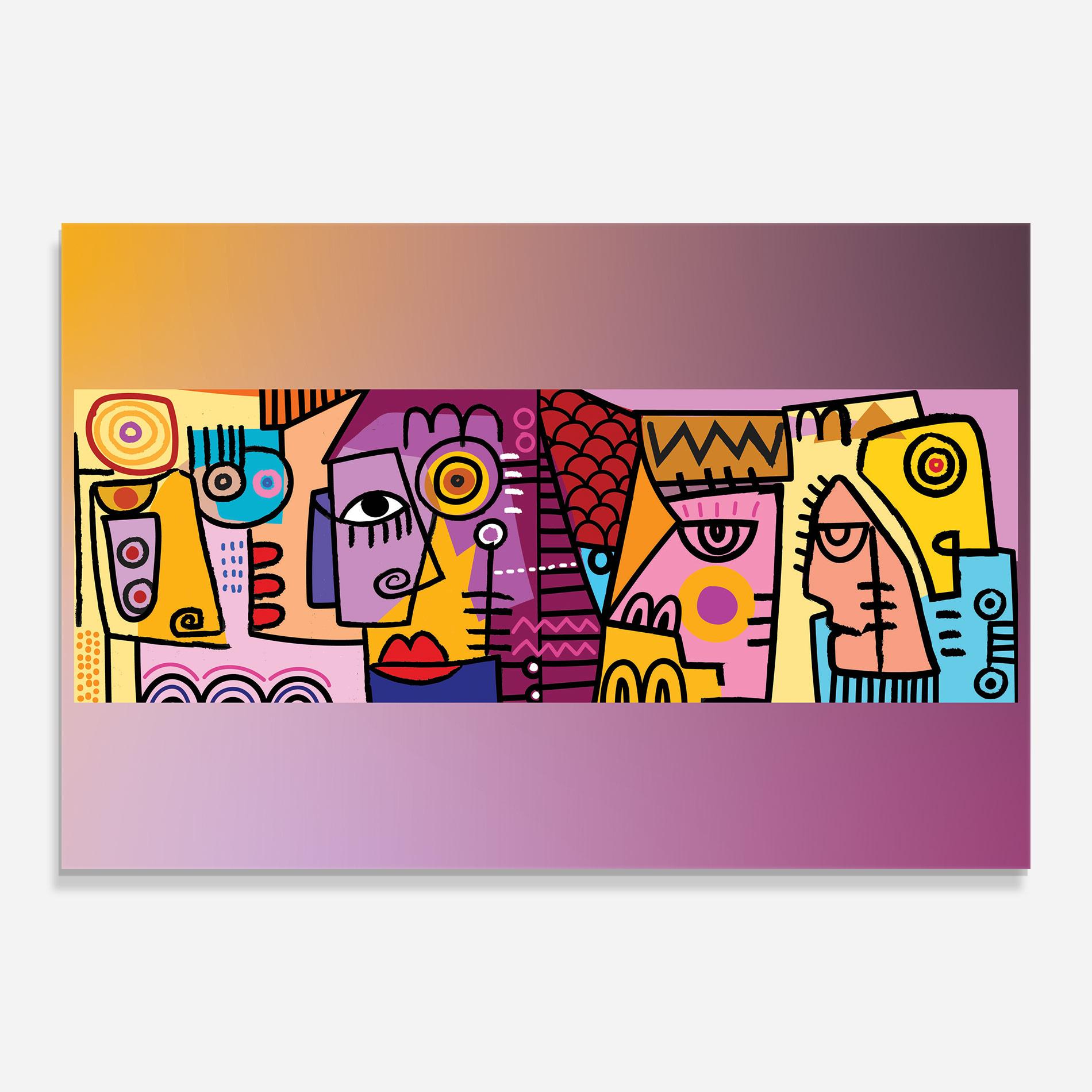 Tablou Sticla Face Group Purple mockup 0