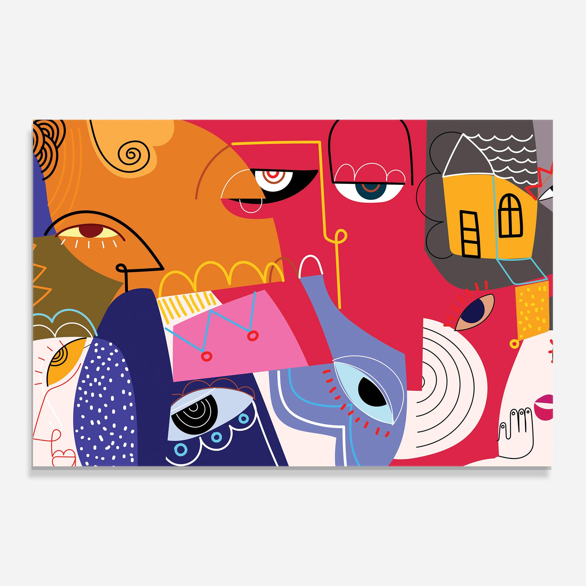 Tablou Sticla Line Eye Family mockup 0