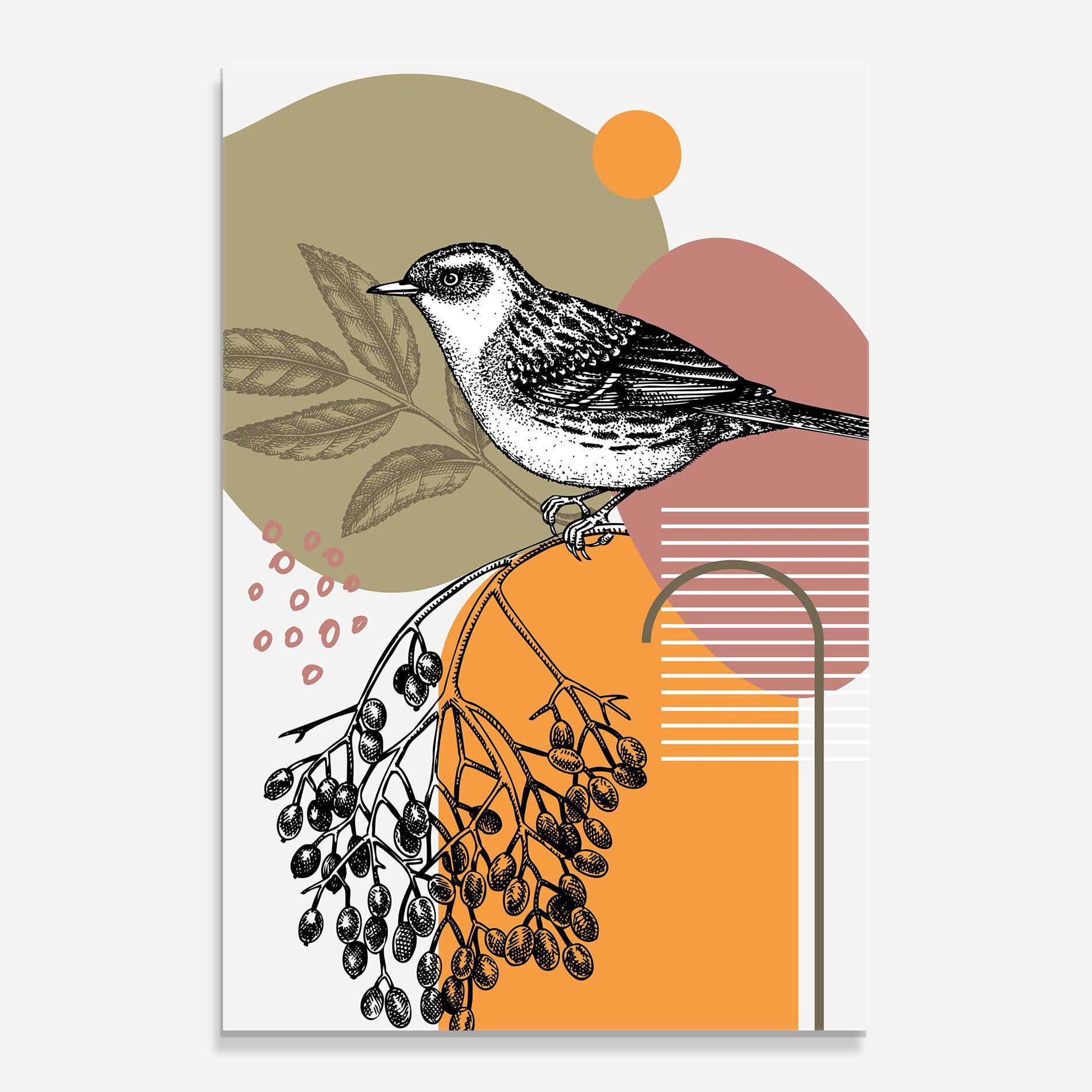 Tablou Sticla Bird Collage mockup 0