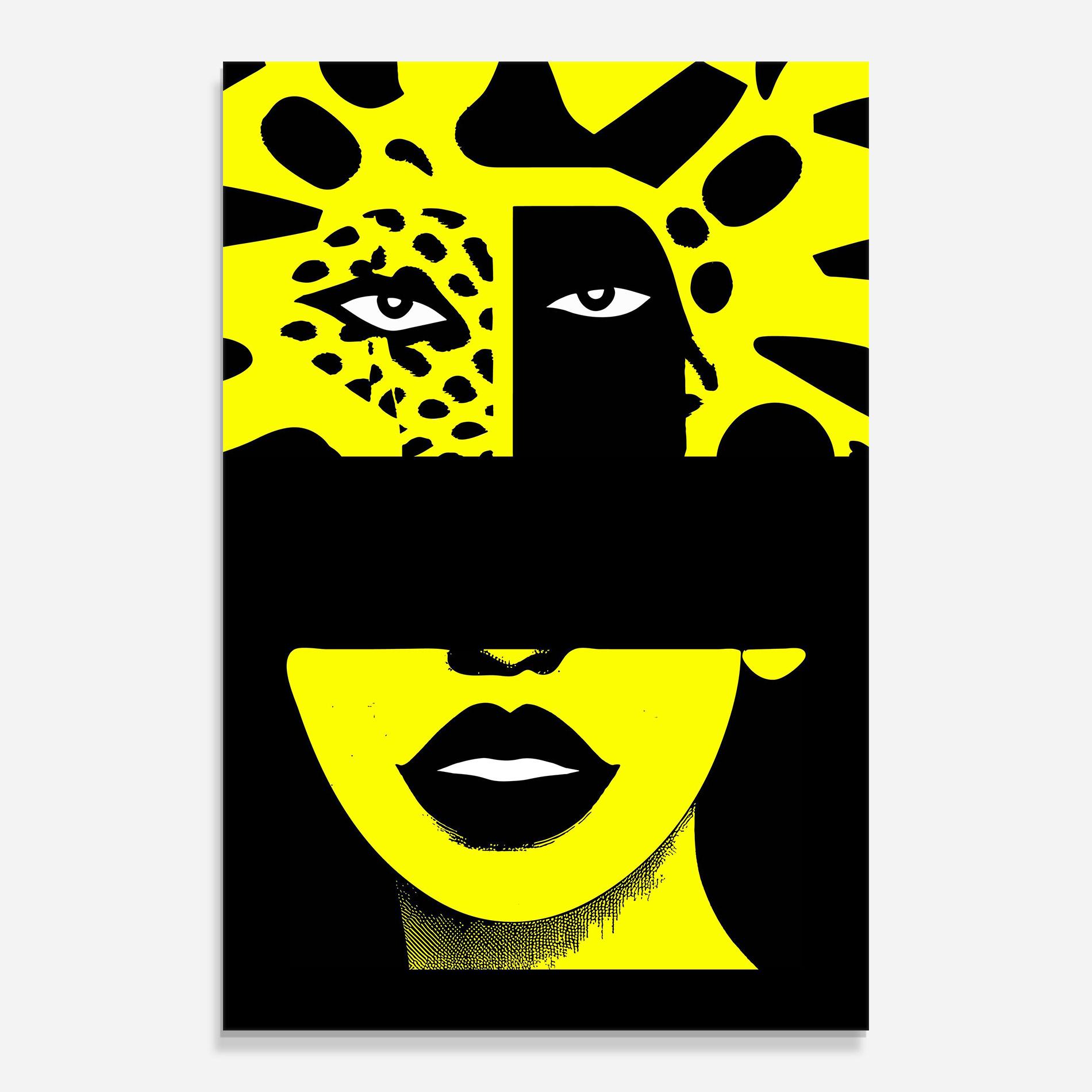 Tablou Sticla Jaguar Woman Art mockup 0