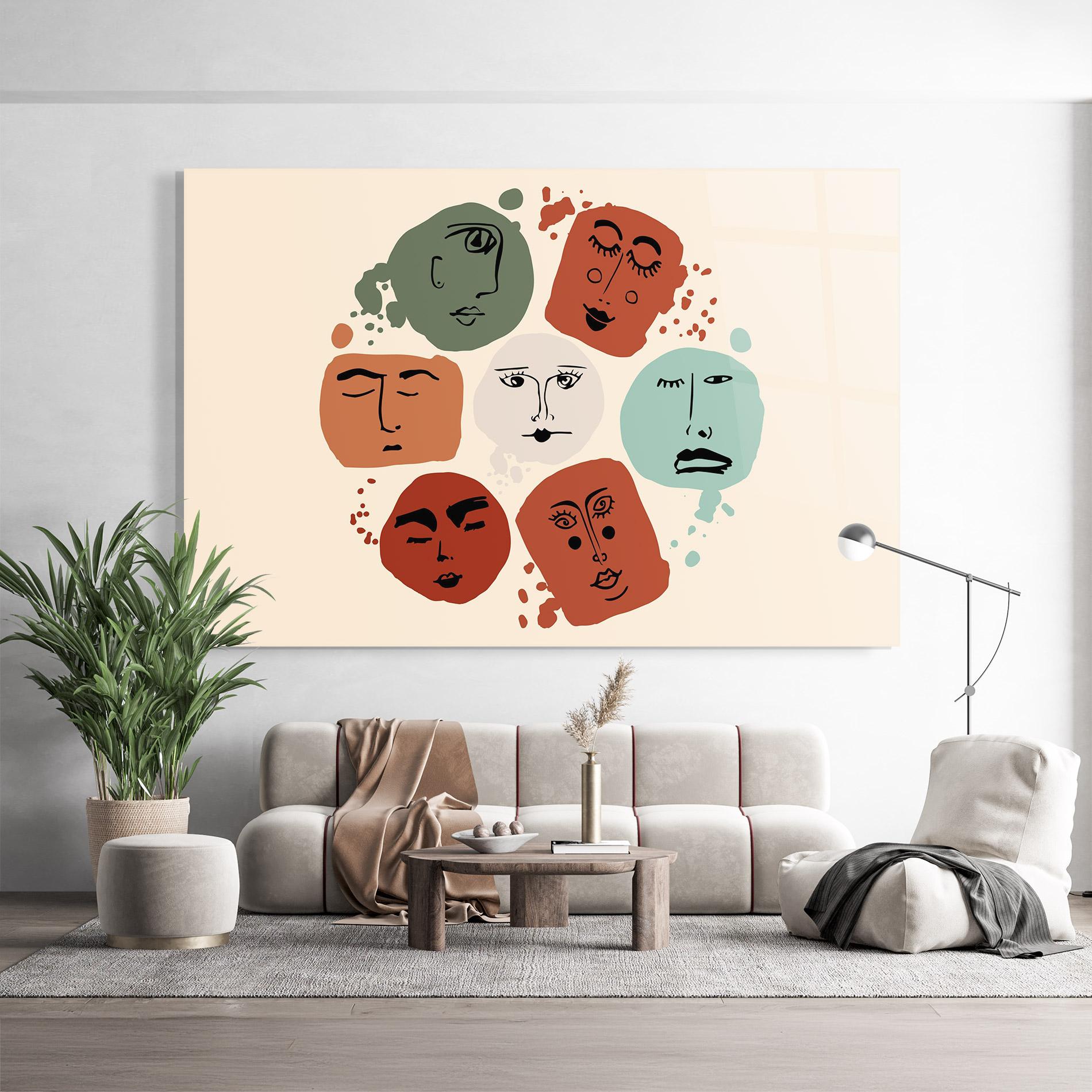 Tablou Sticla Circle Faces mockup 9