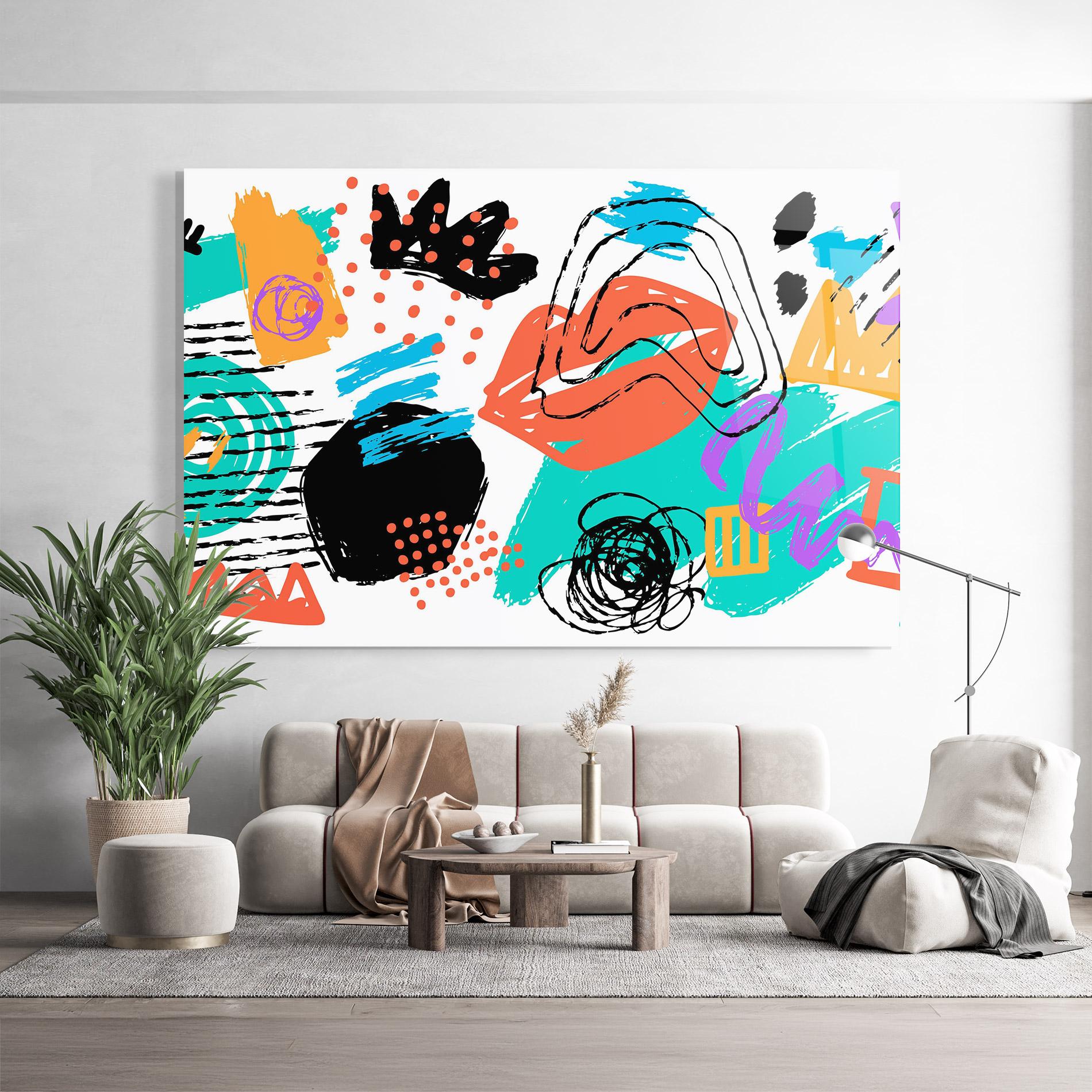 Tablou Sticla Drawing Collage Art mockup 9