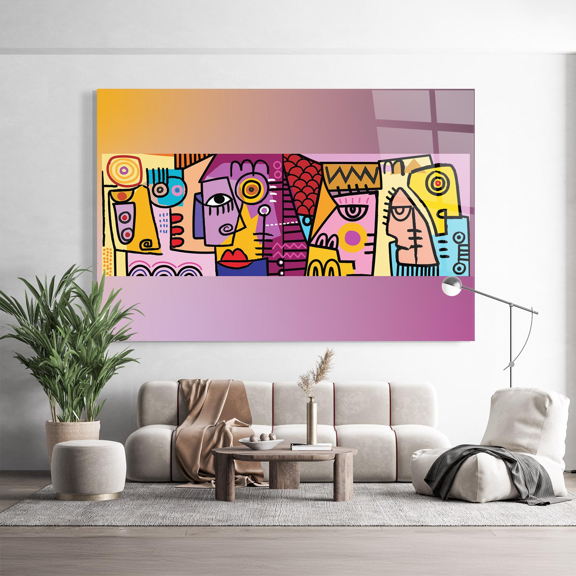 Tablou Sticla Face Group Purple mockup 9