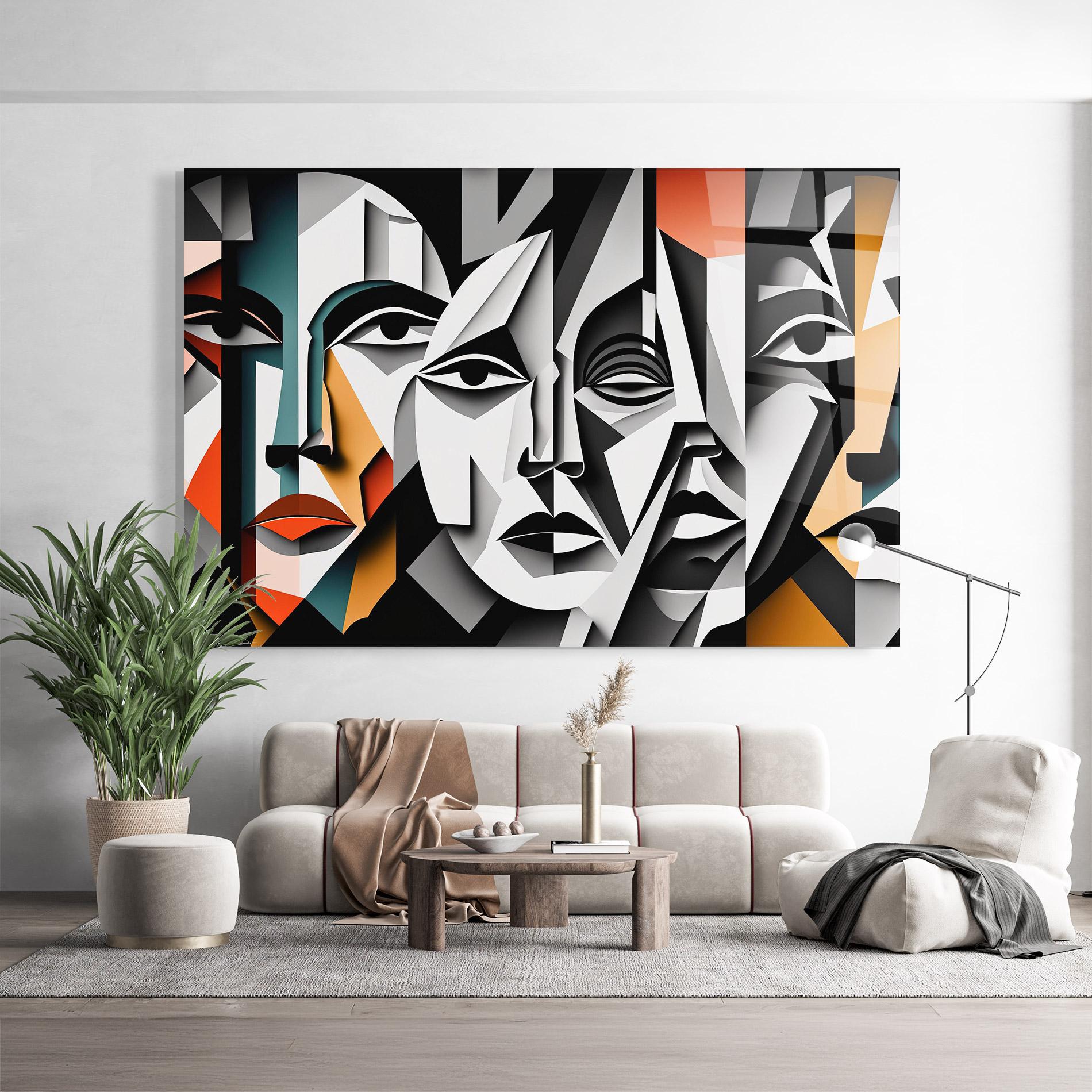 Tablou Sticla Mix Faces Collage mockup 9