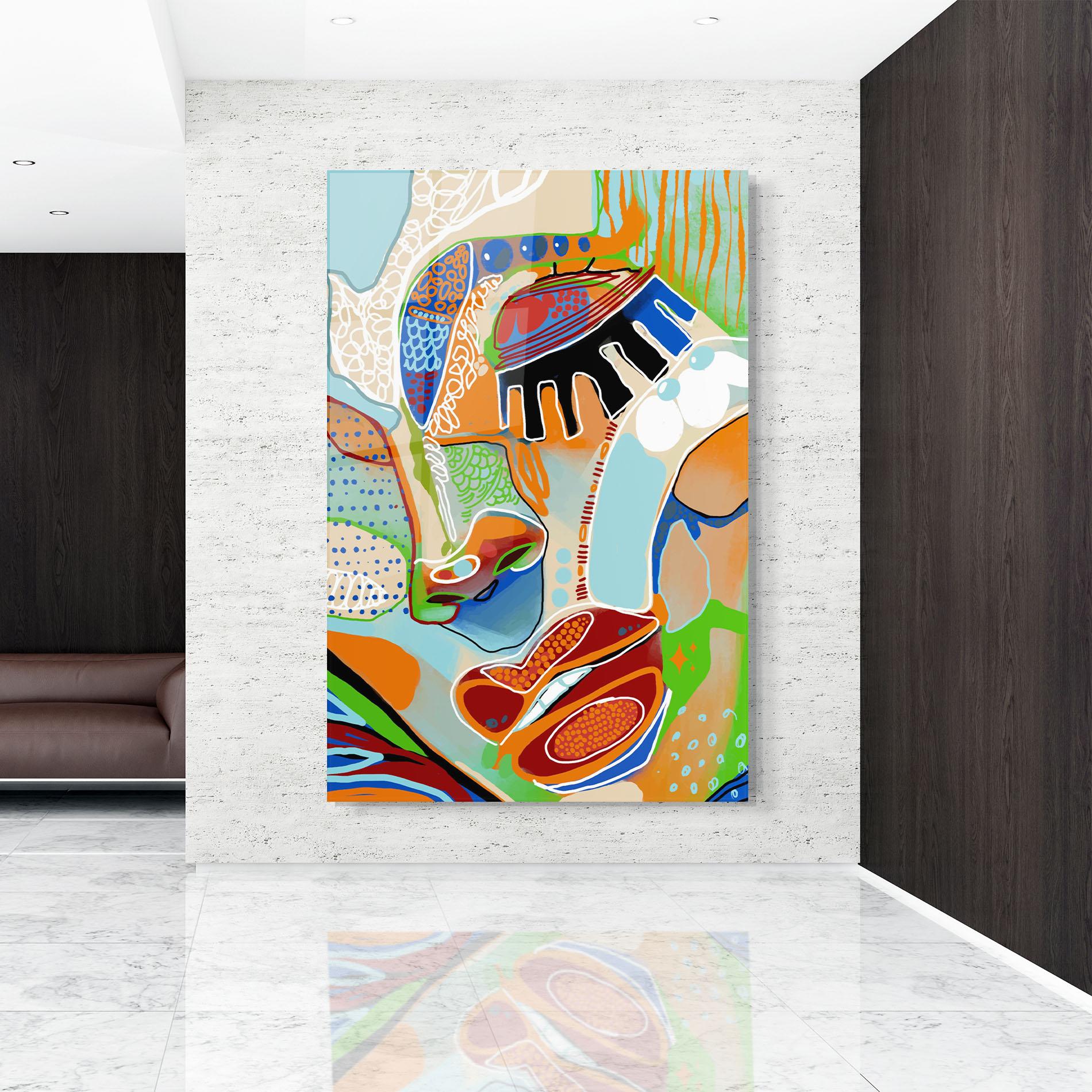 Tablou Sticla Abstract Face Art mockup 9