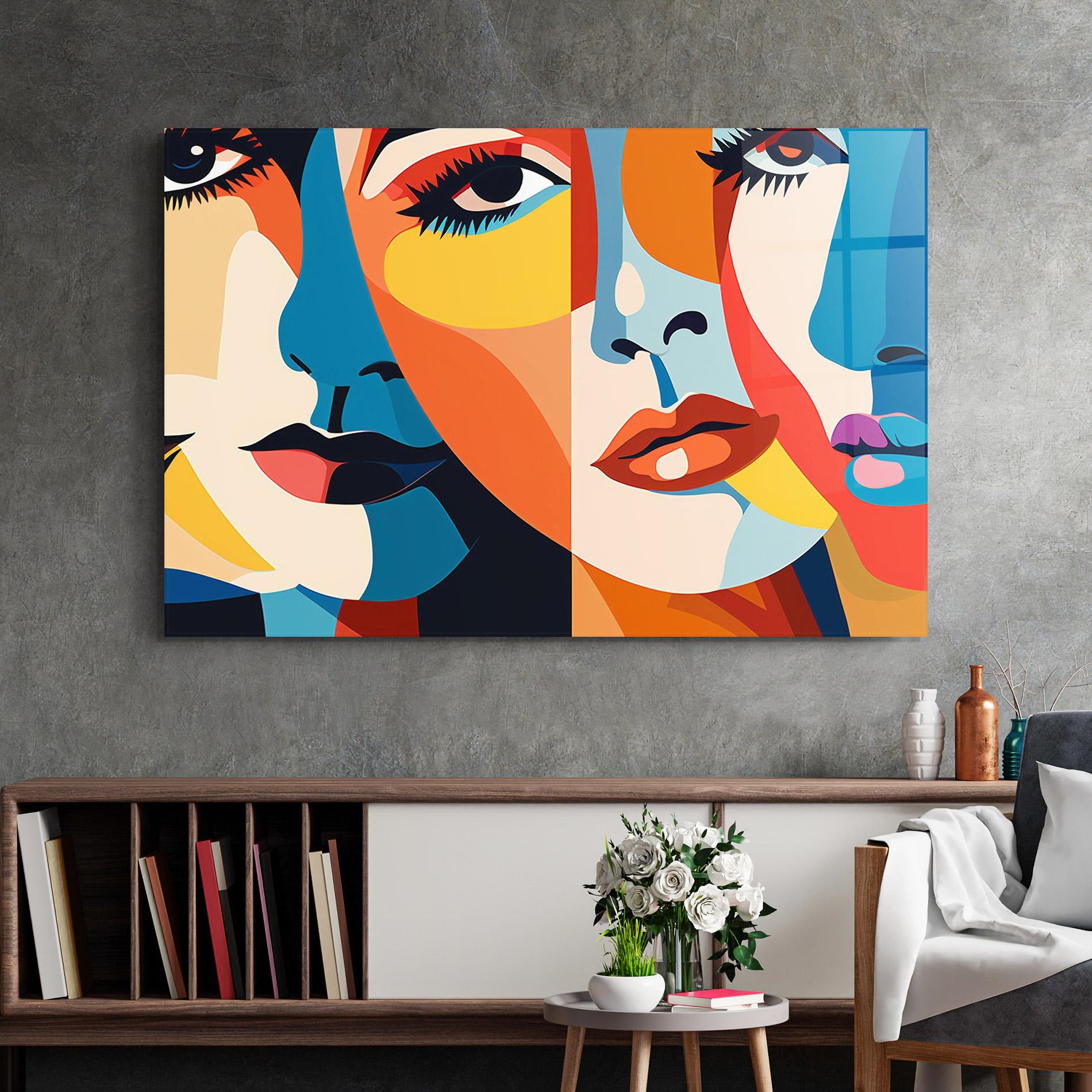 Tablou Sticla Beauty Face Collage mockup 2