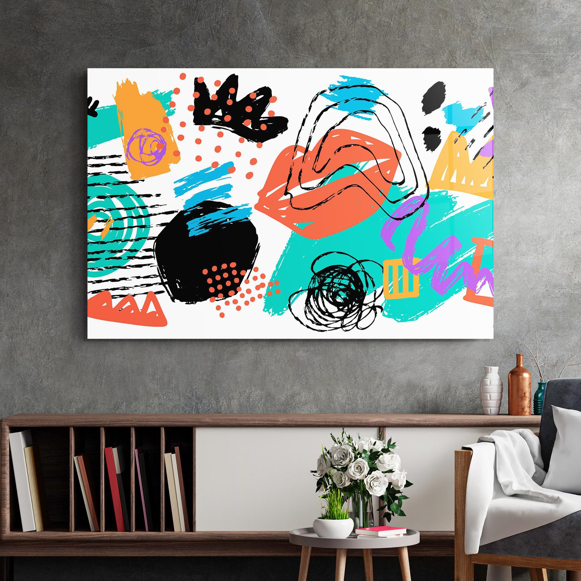 Tablou Sticla Drawing Collage Art mockup 2