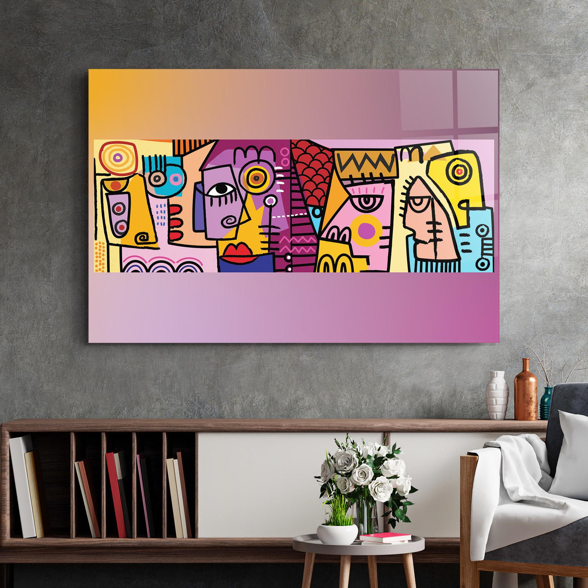 Tablou Sticla Face Group Purple mockup 2