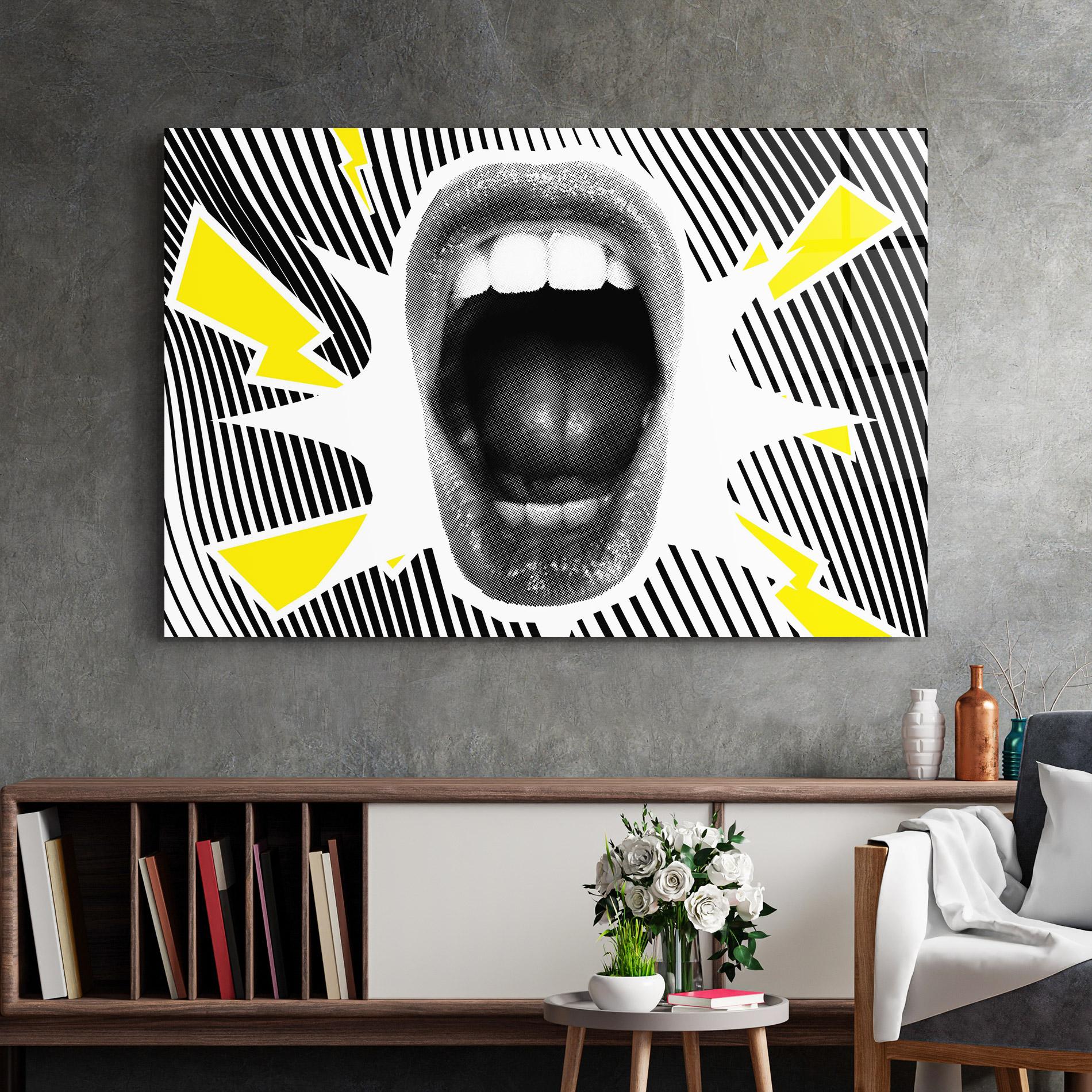 Tablou Sticla Lightning Mouth mockup 2